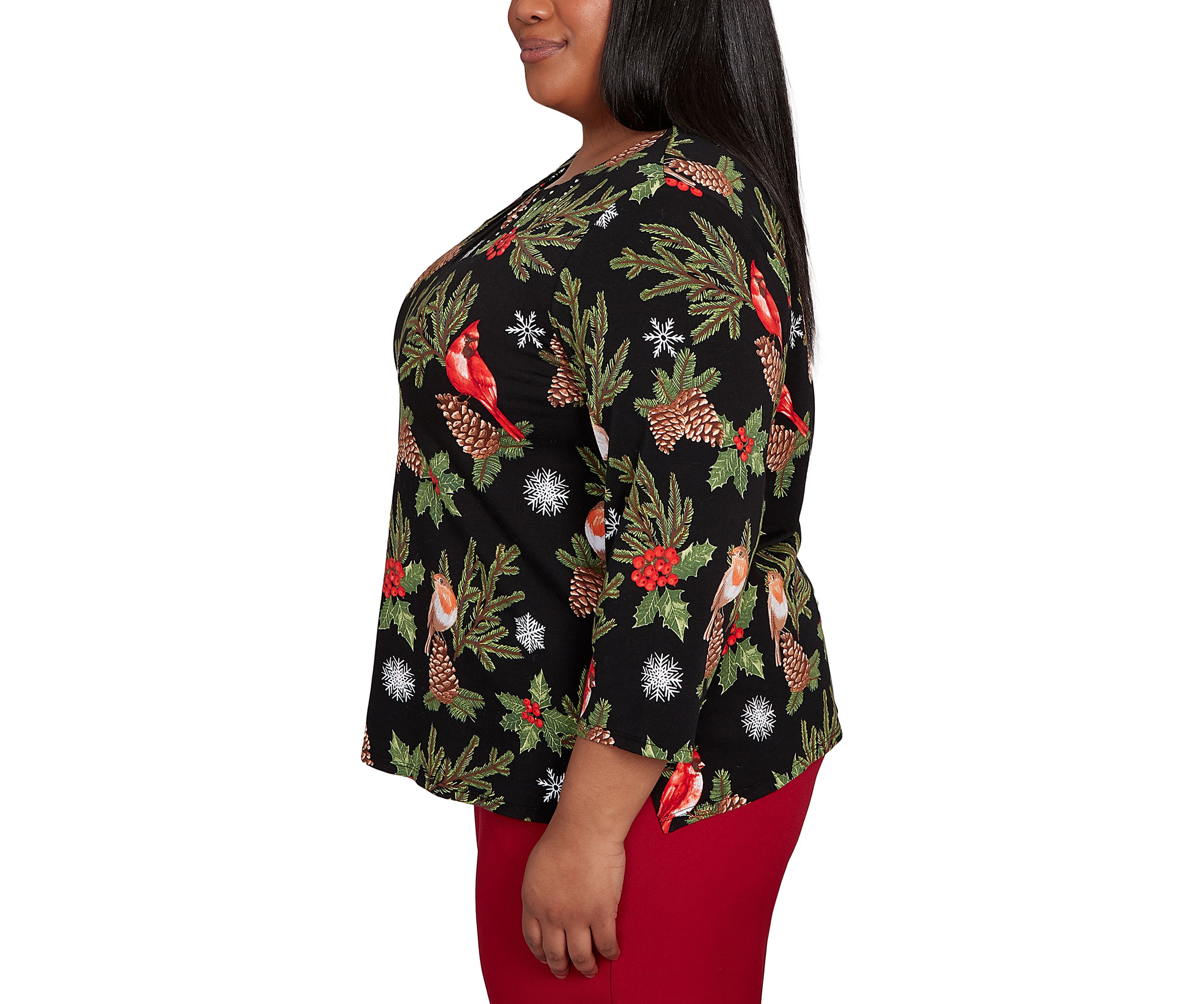 Plus Size Classics Cardinals & Pinecones Top 
