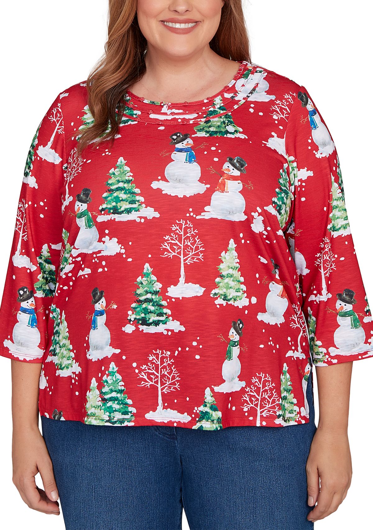 Plus Size Classics Snowmen Top