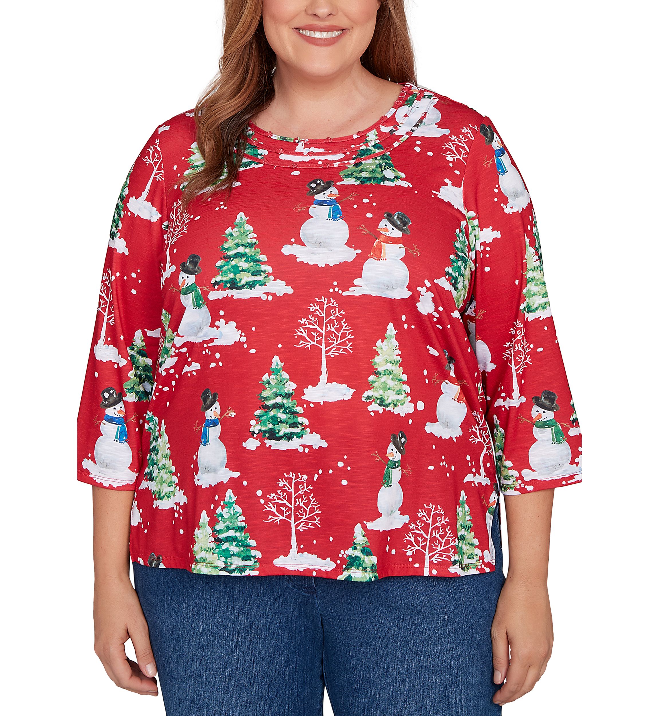 Plus Size Classics Snowmen Top