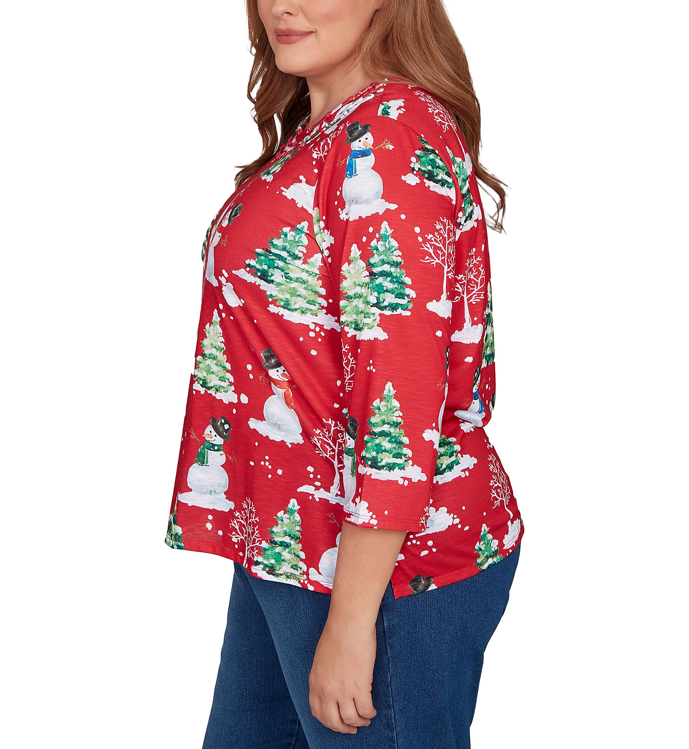 Plus Size Classics Snowmen Top
