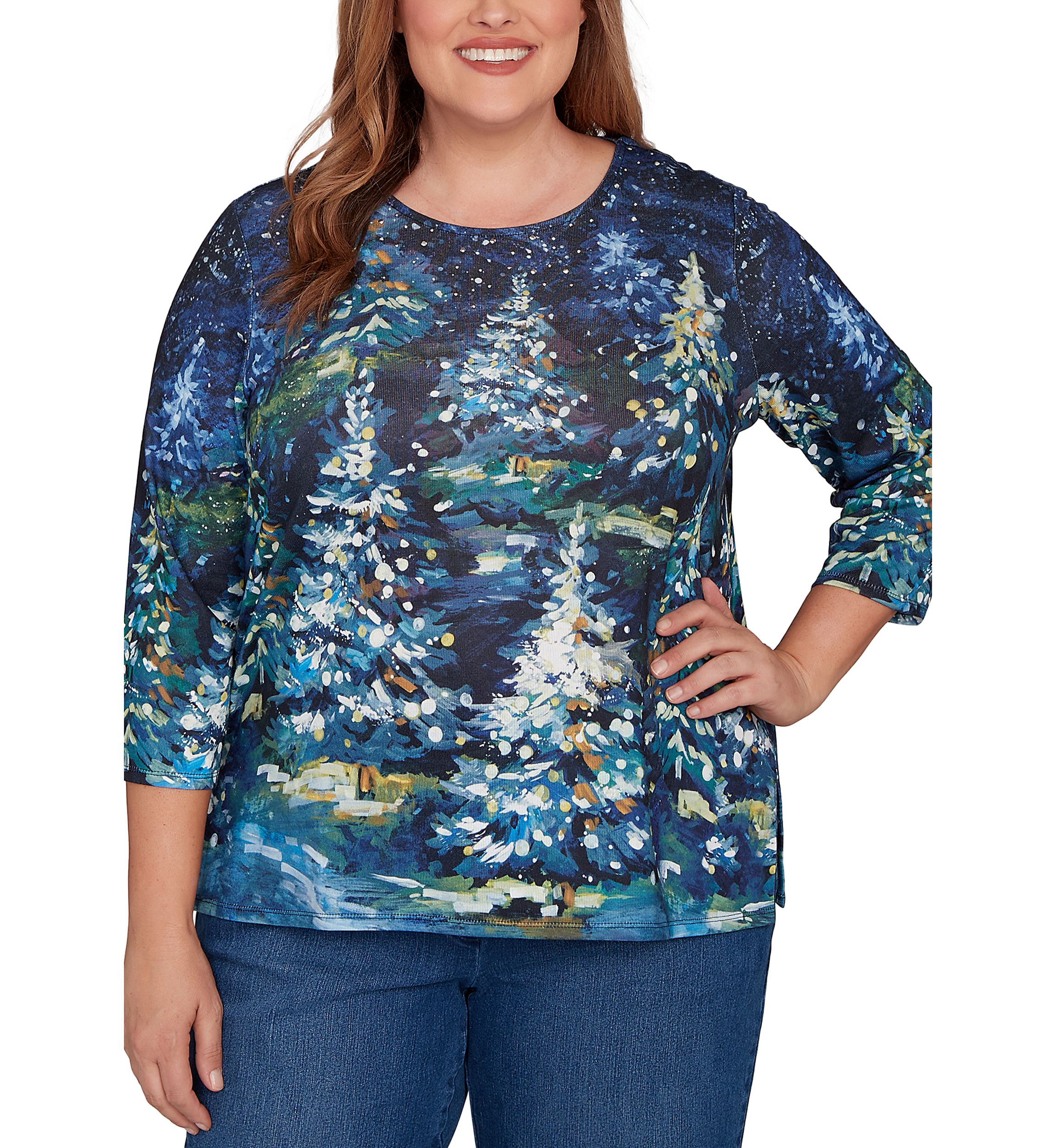 Plus Size Classics Starry Night Trees Top