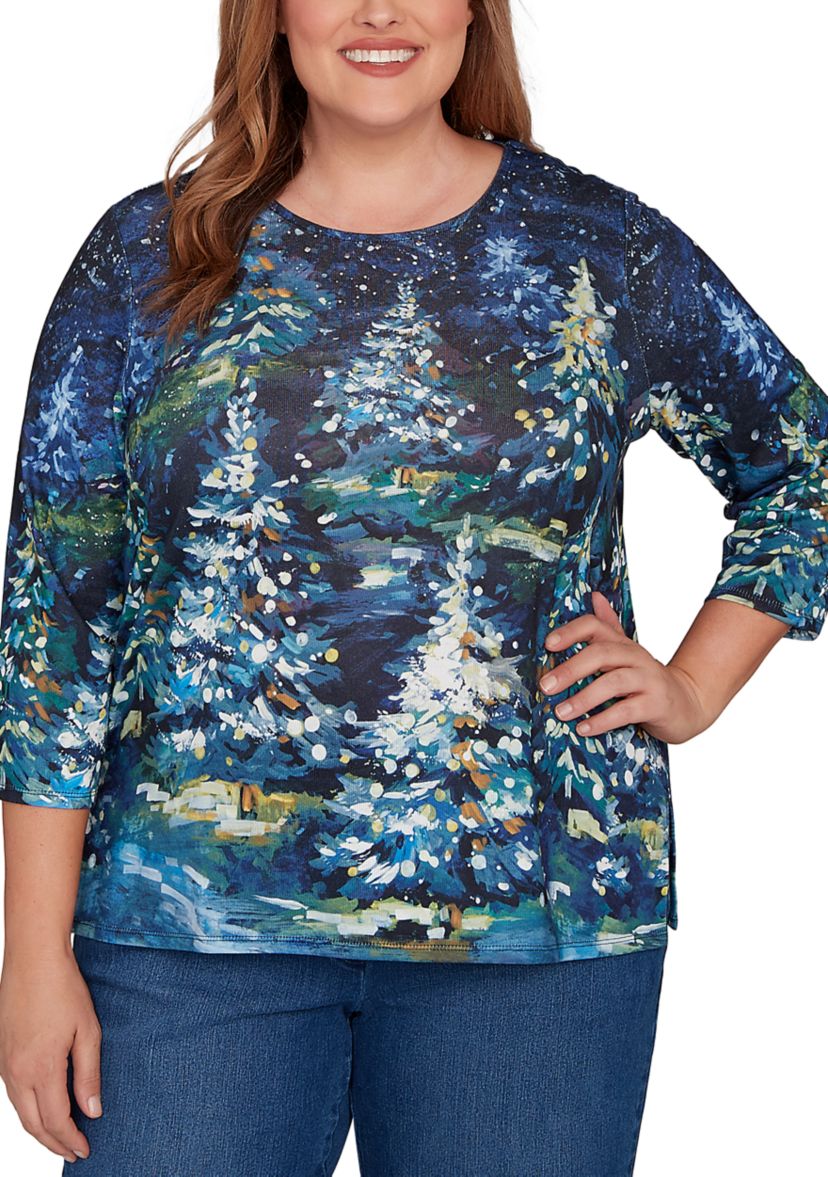 Plus Size Classics Starry Night Trees Top