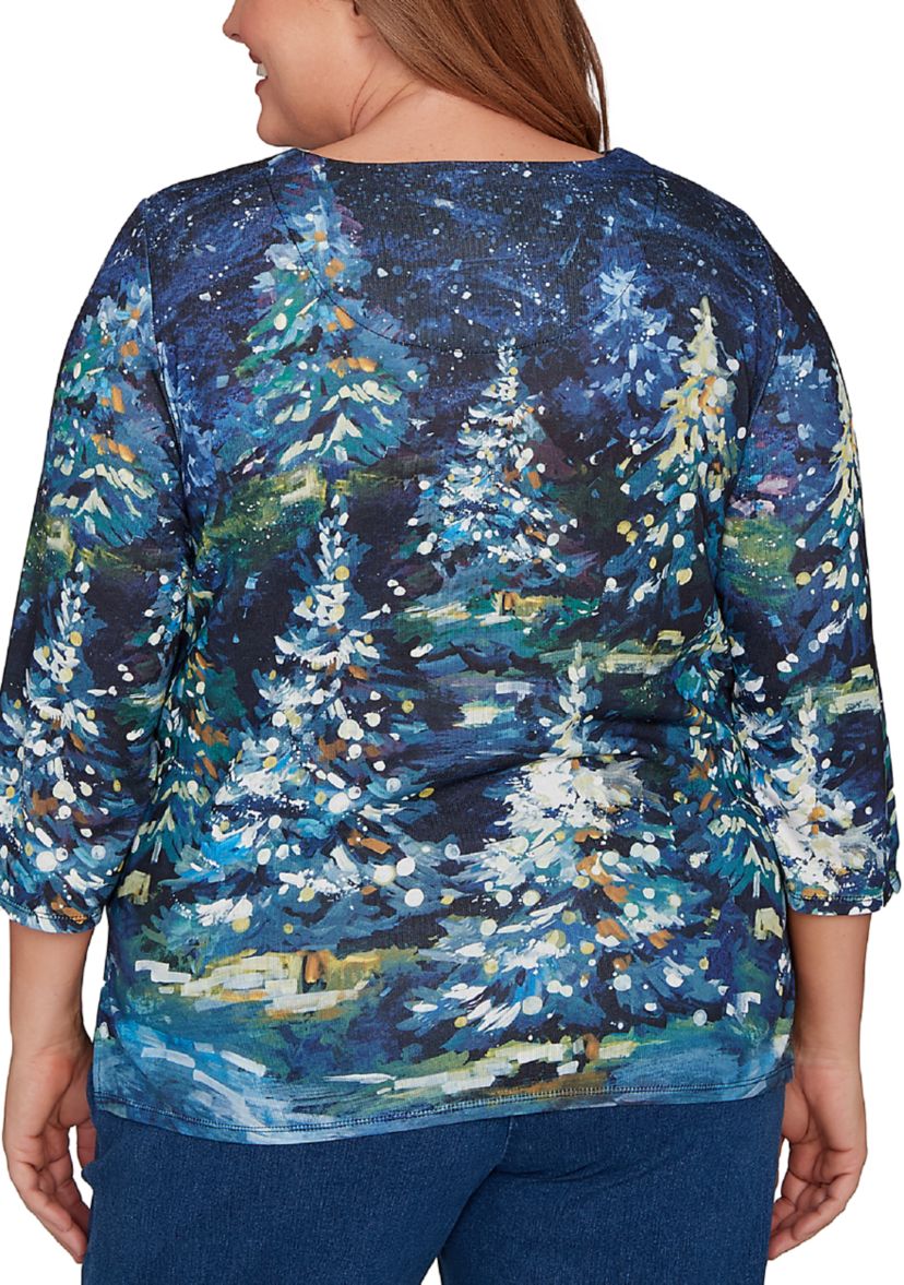 Plus Size Classics Starry Night Trees Top