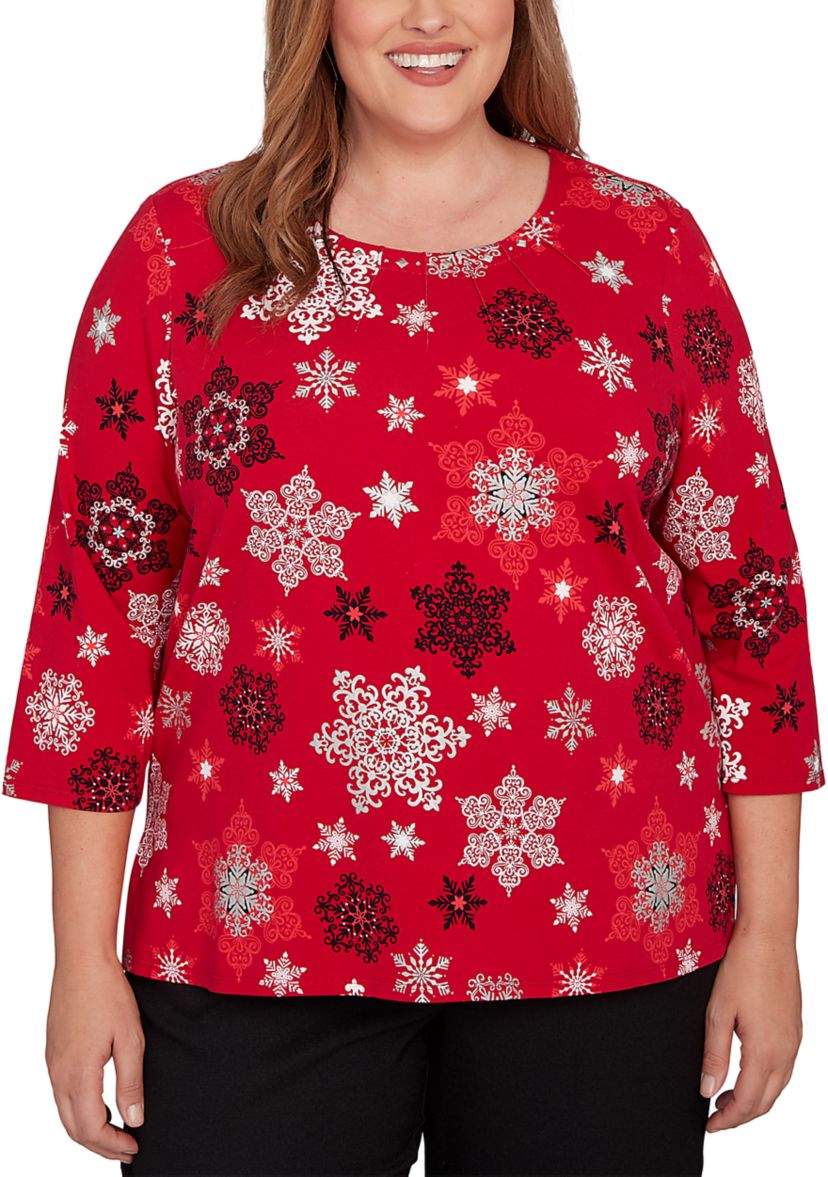 Plus Size Classics Snowflakes Top 
