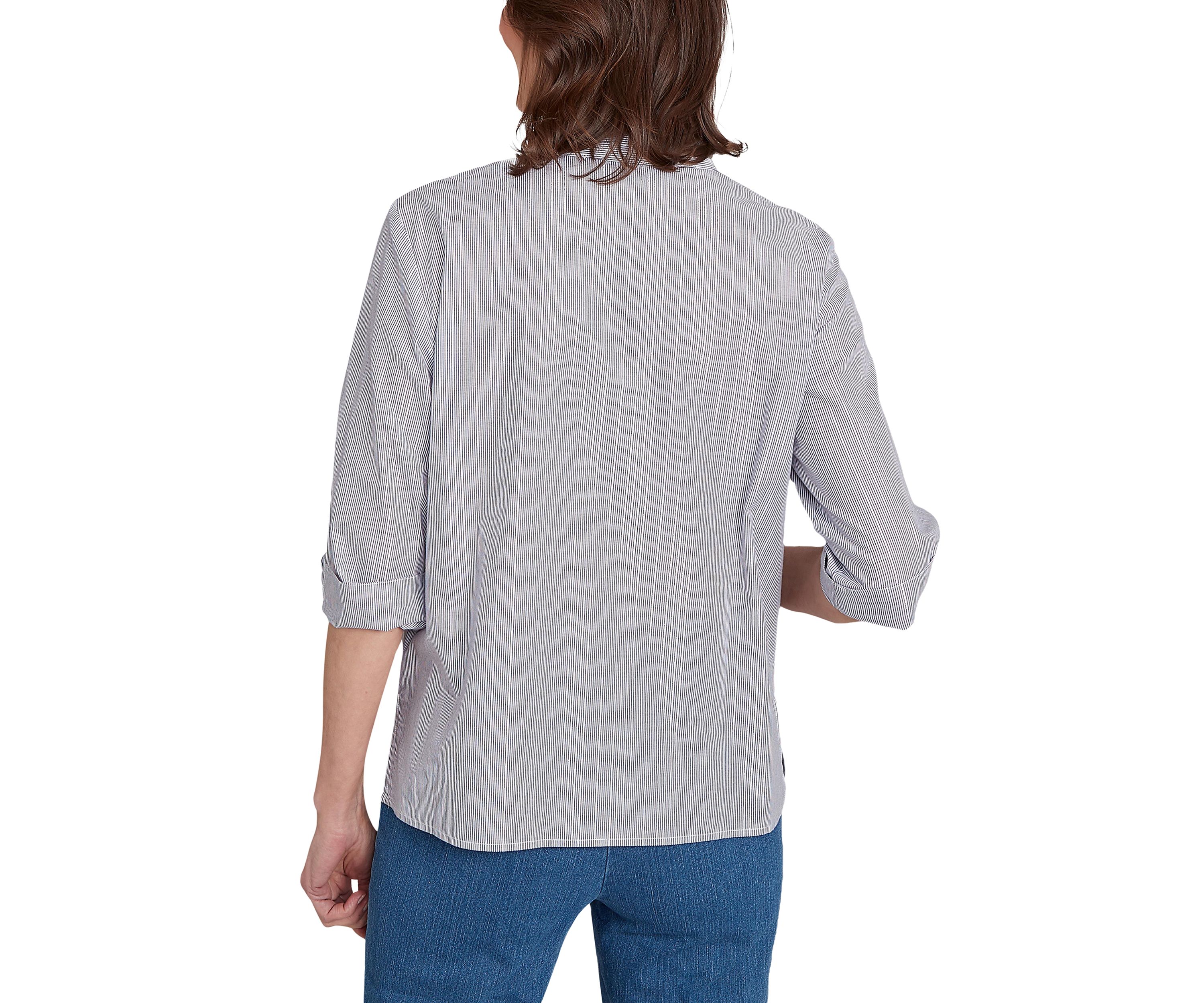 Petite Classics Metallic Stripe Top with Embroidery