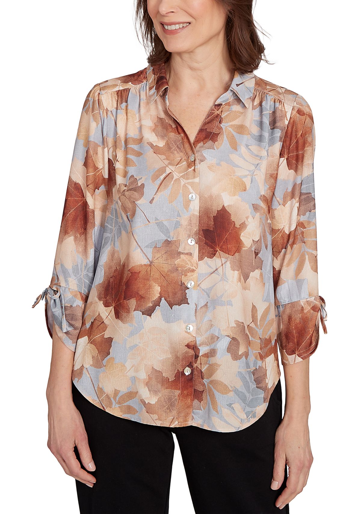 Petite Classics Texture Leaves Top 