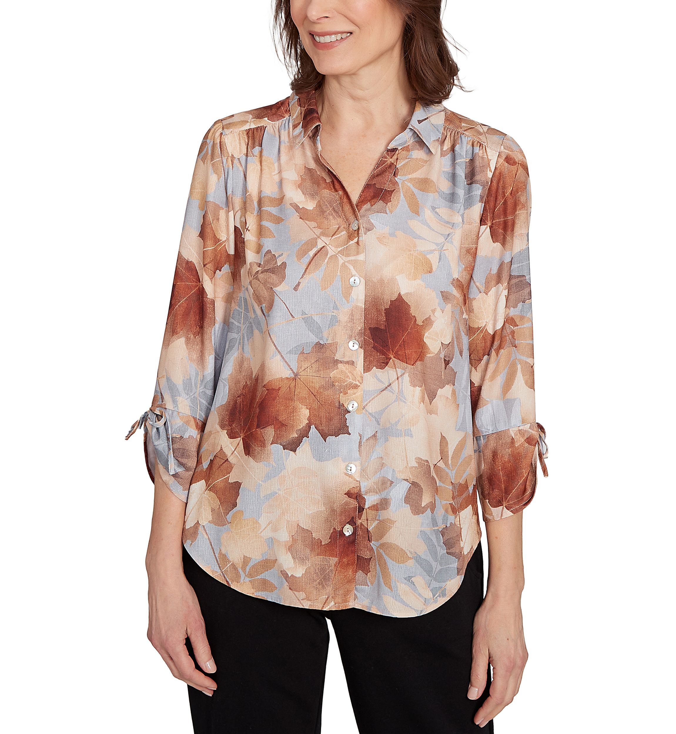 Petite Classics Texture Leaves Top 