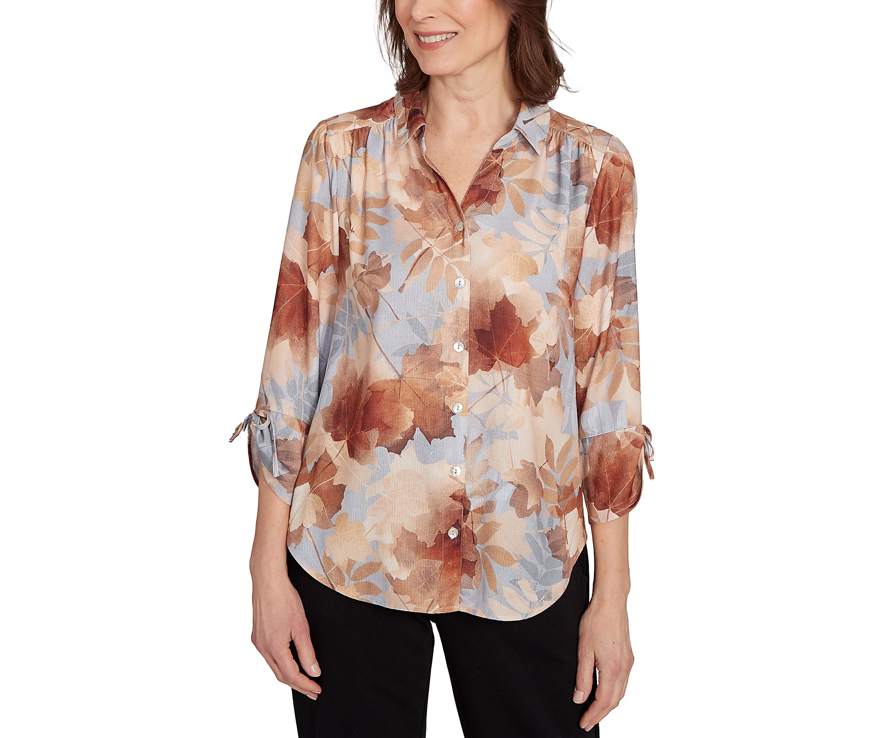 Petite Classics Texture Leaves Top 