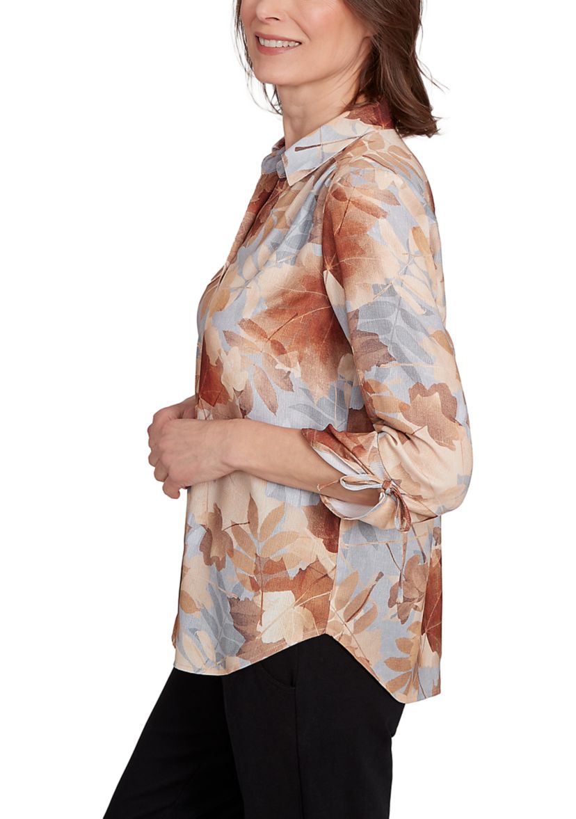Petite Classics Texture Leaves Top 