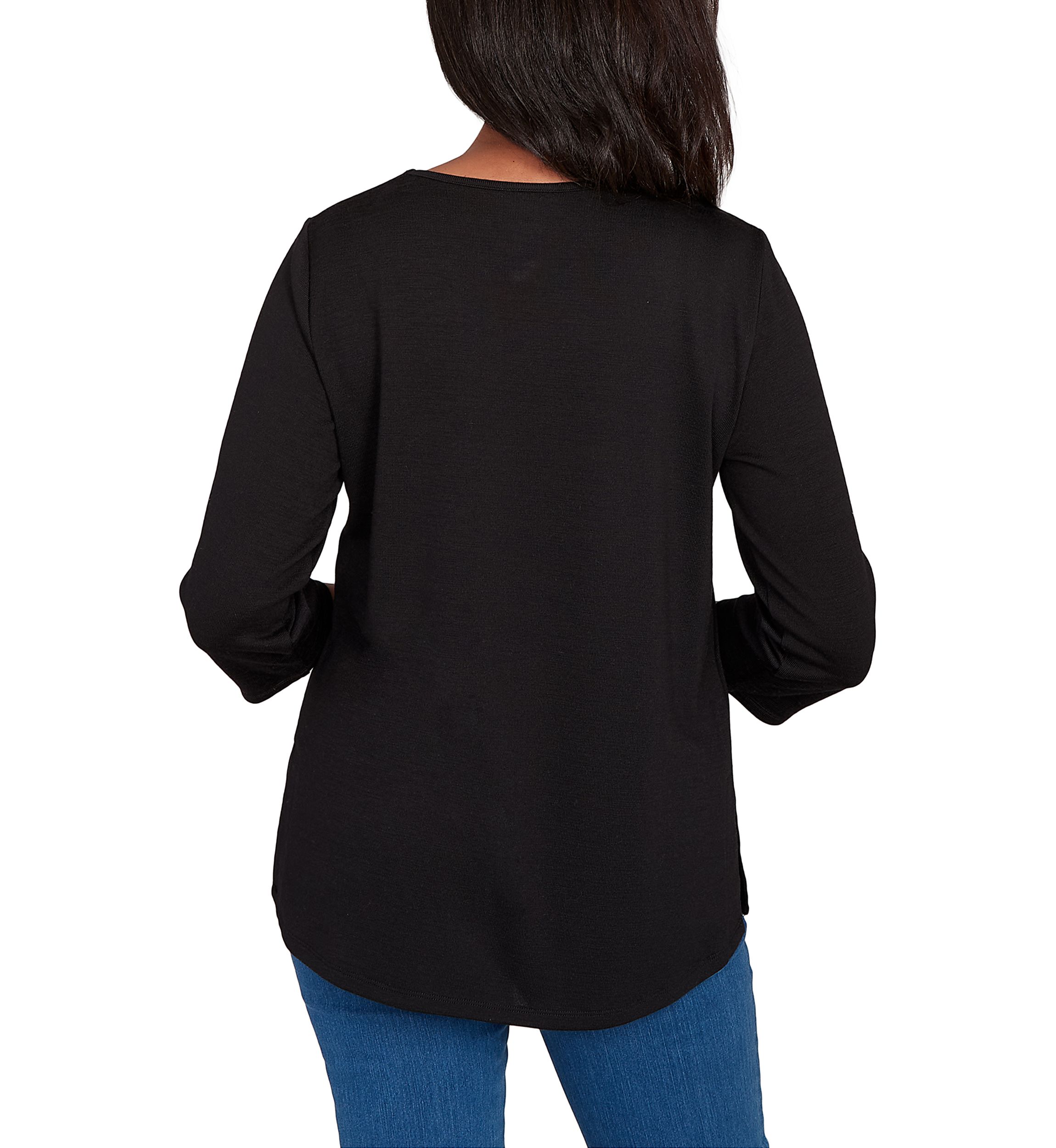 Petite Classics Melange Top  with Necklace