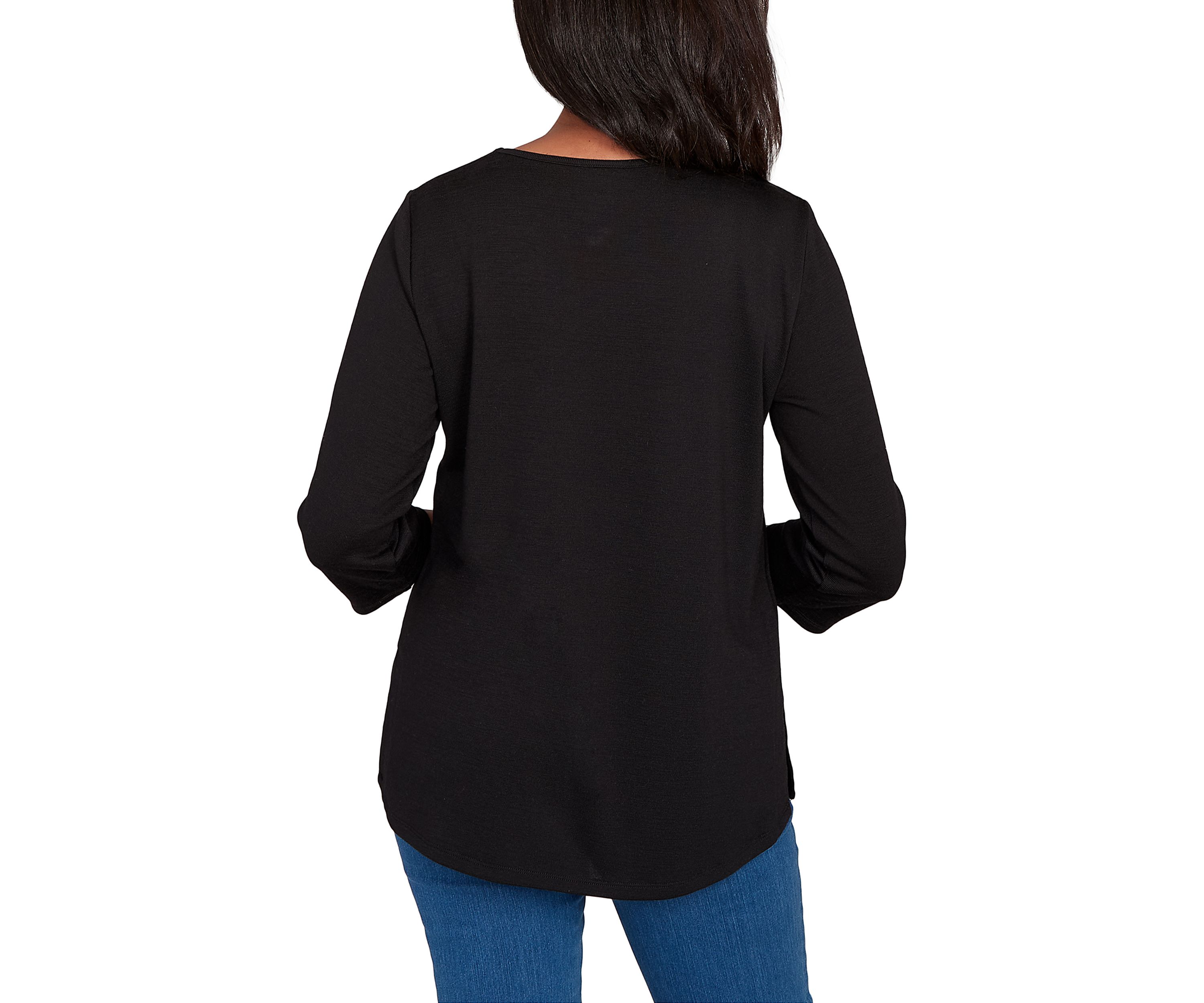 Petite Classics Melange Top  with Necklace