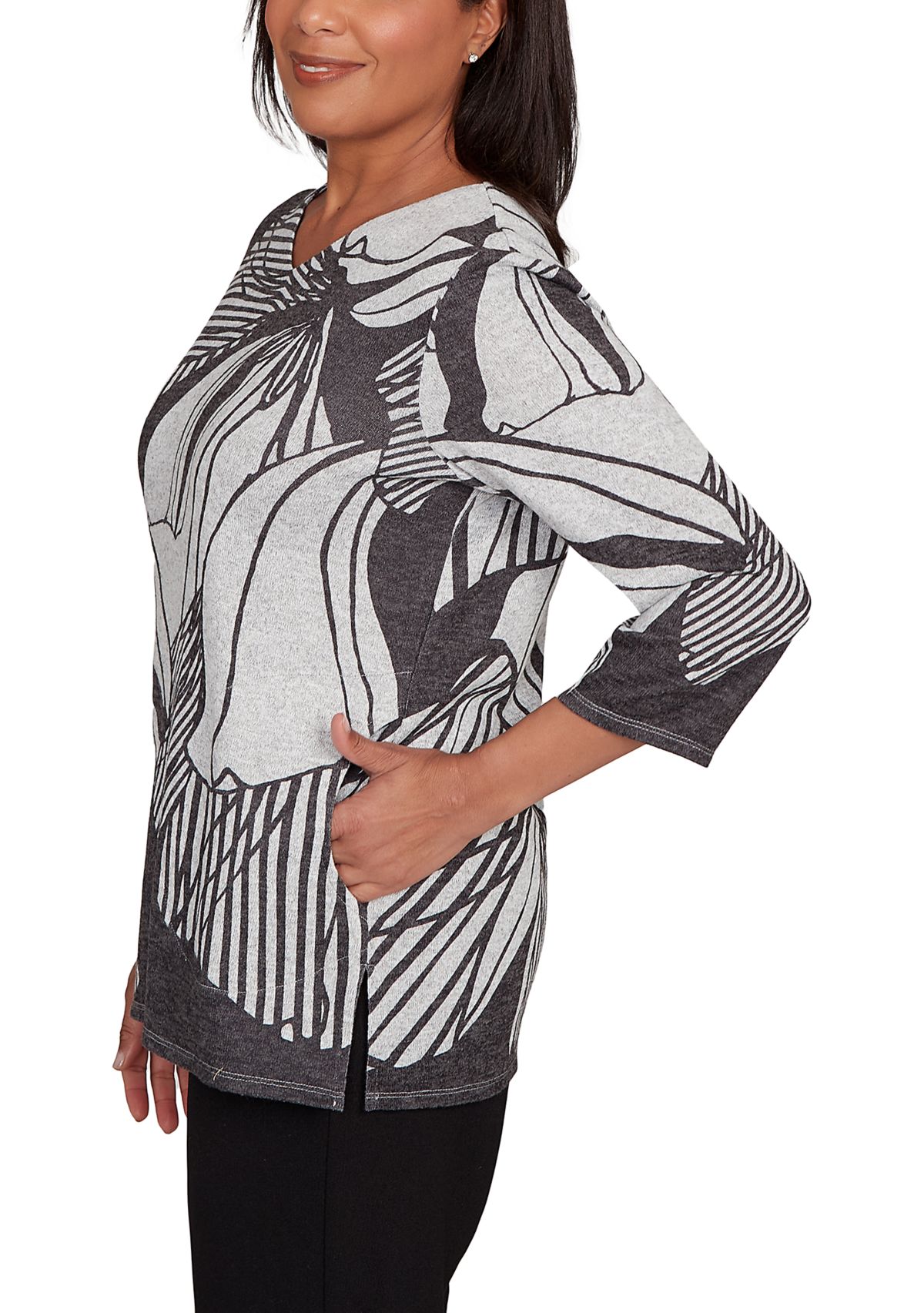 Petite Classics Stripe Floral Top