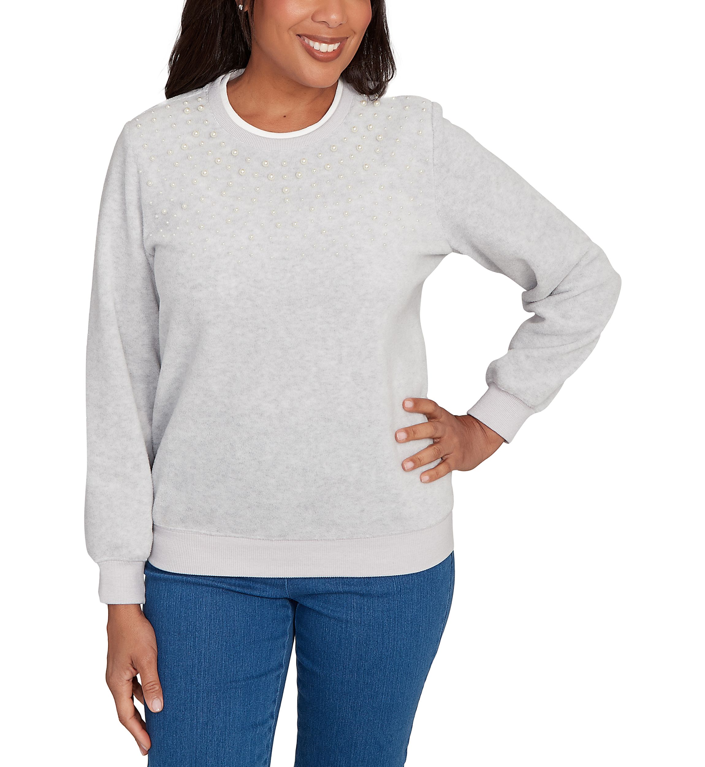 Petite Classics Embellished Yoke Sweater