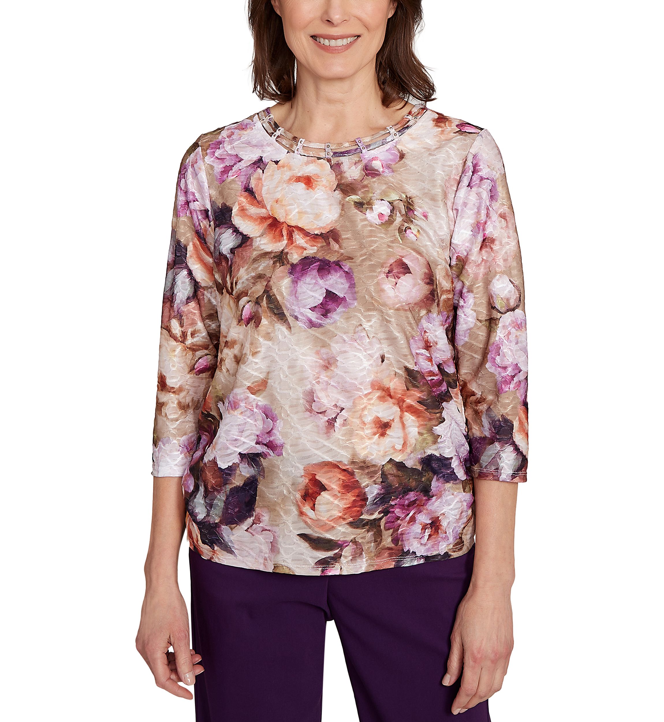 Petite Classics Texture Floral Top 