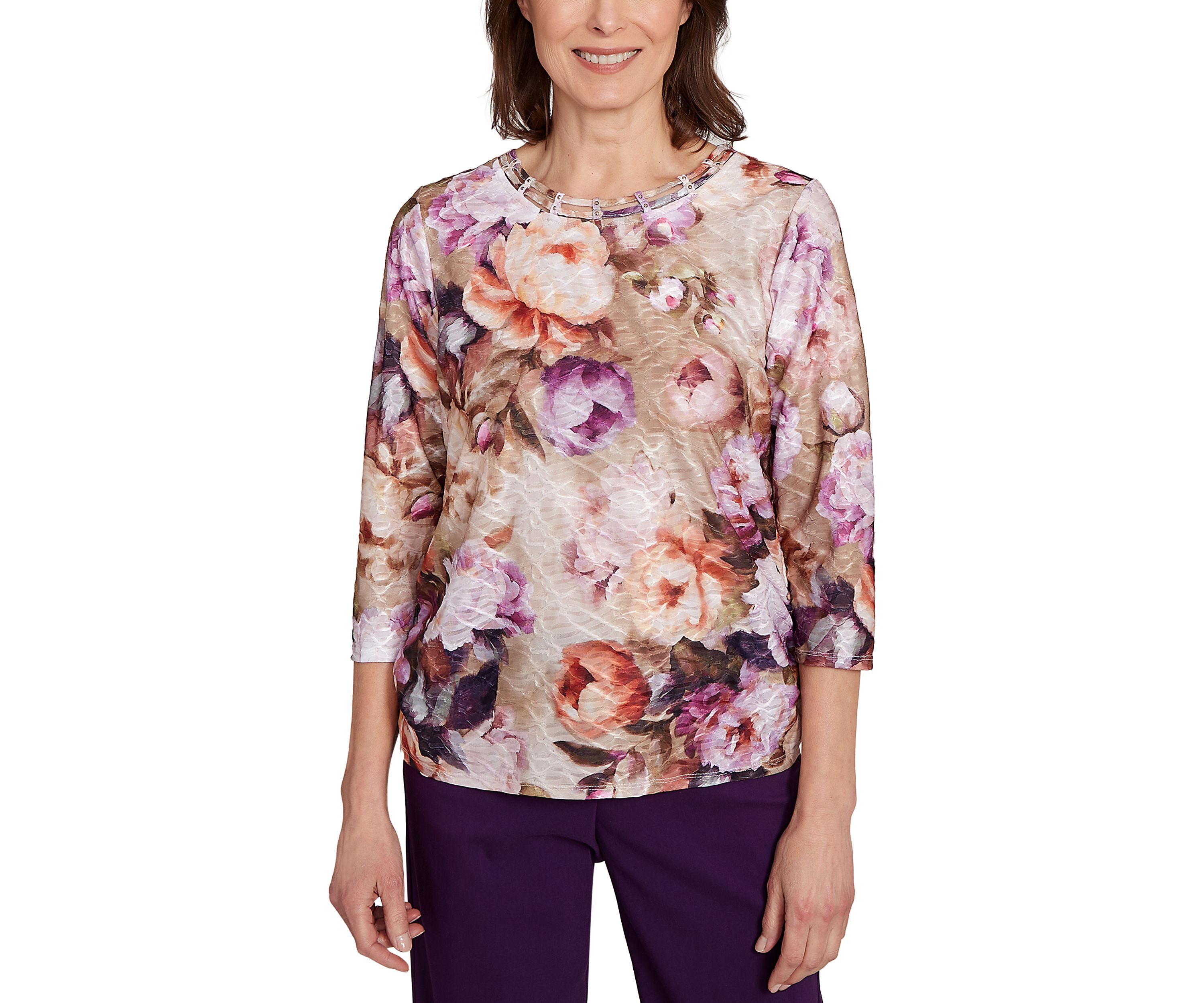 Petite Classics Texture Floral Top 