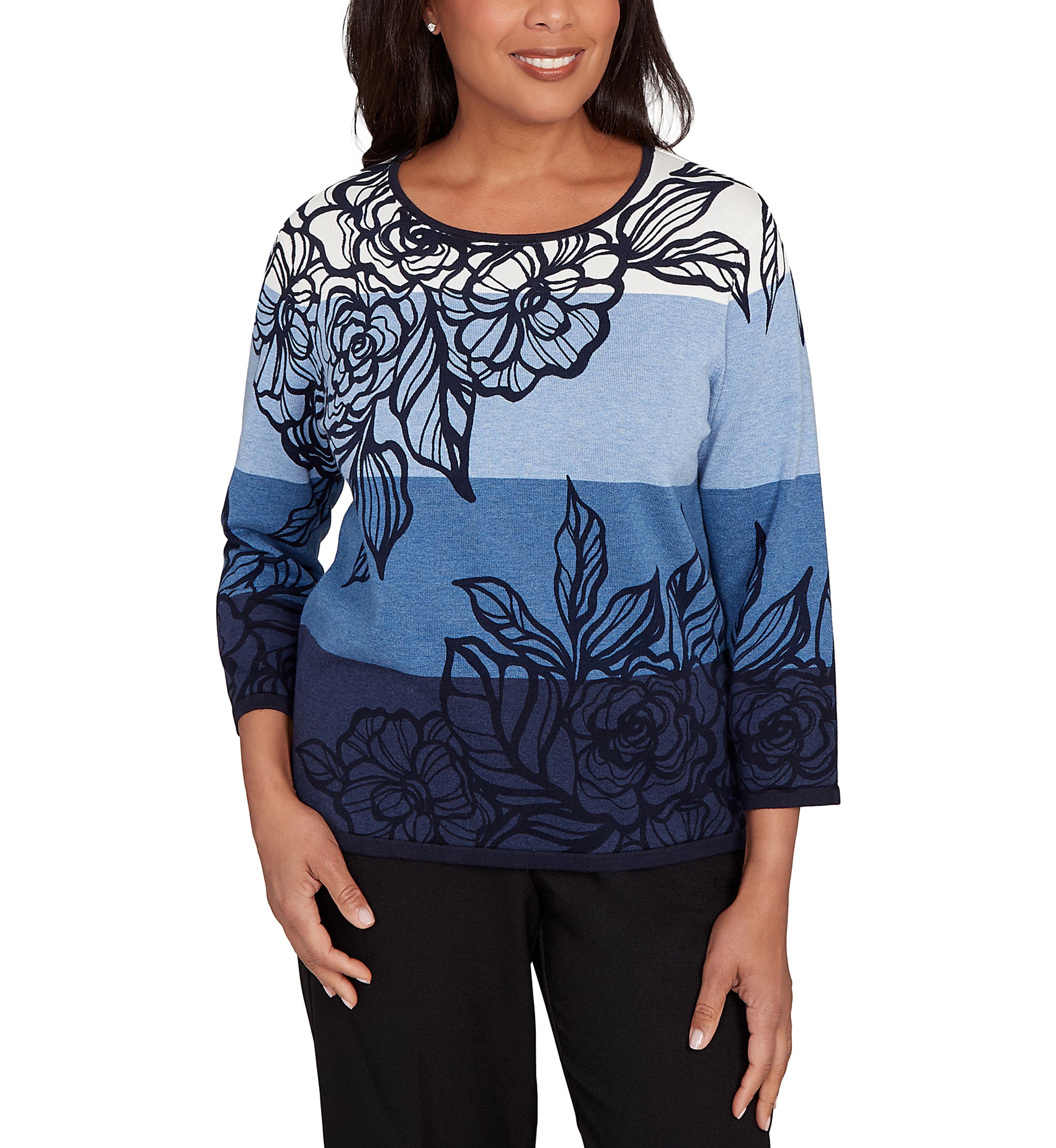 Petite Classics Ombre Floral Sweater 