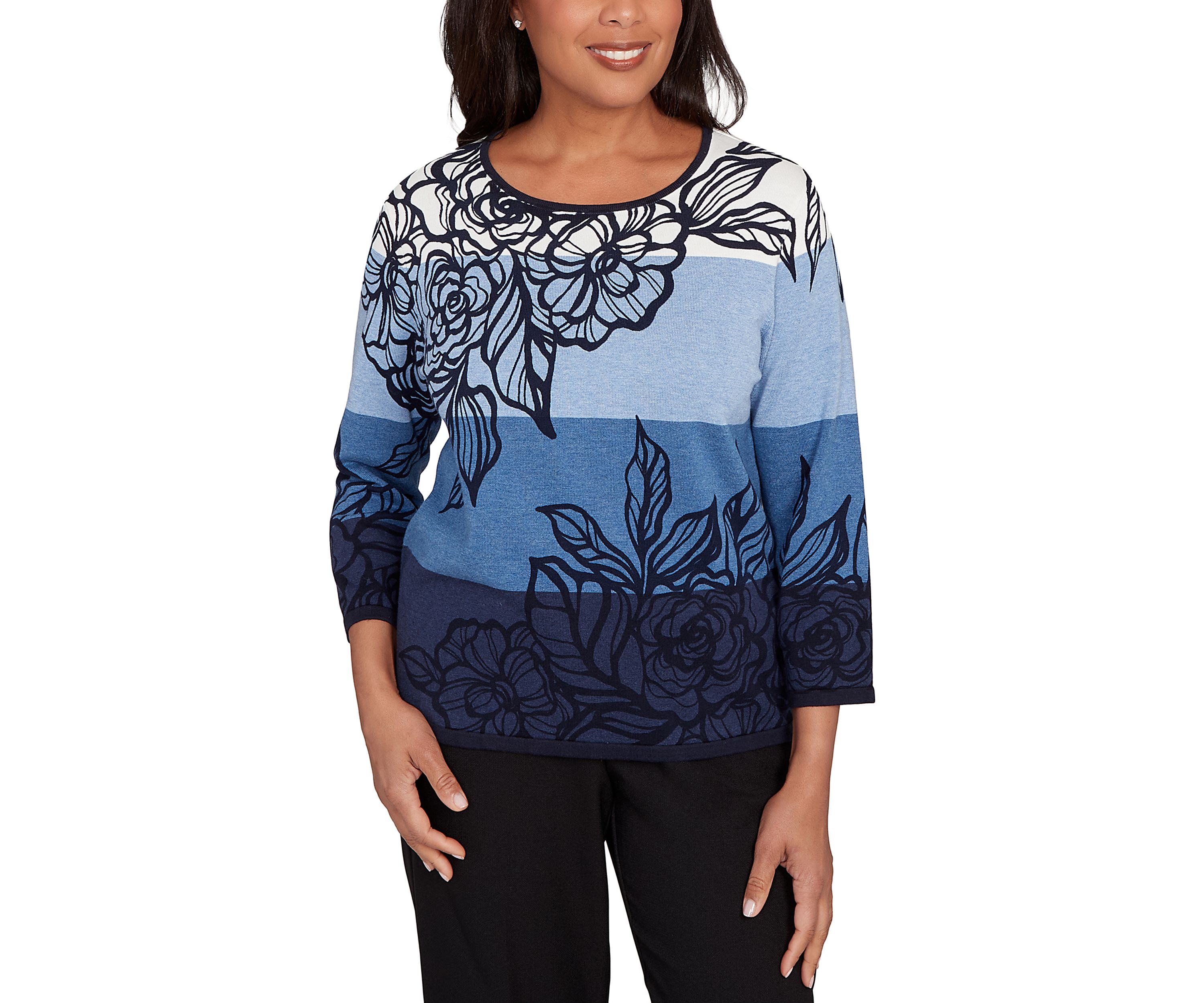 Petite Classics Ombre Floral Sweater 