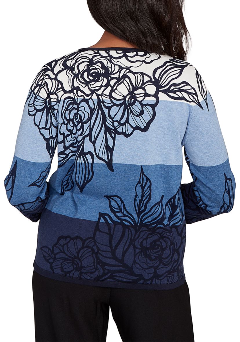 Petite Classics Ombre Floral Sweater 