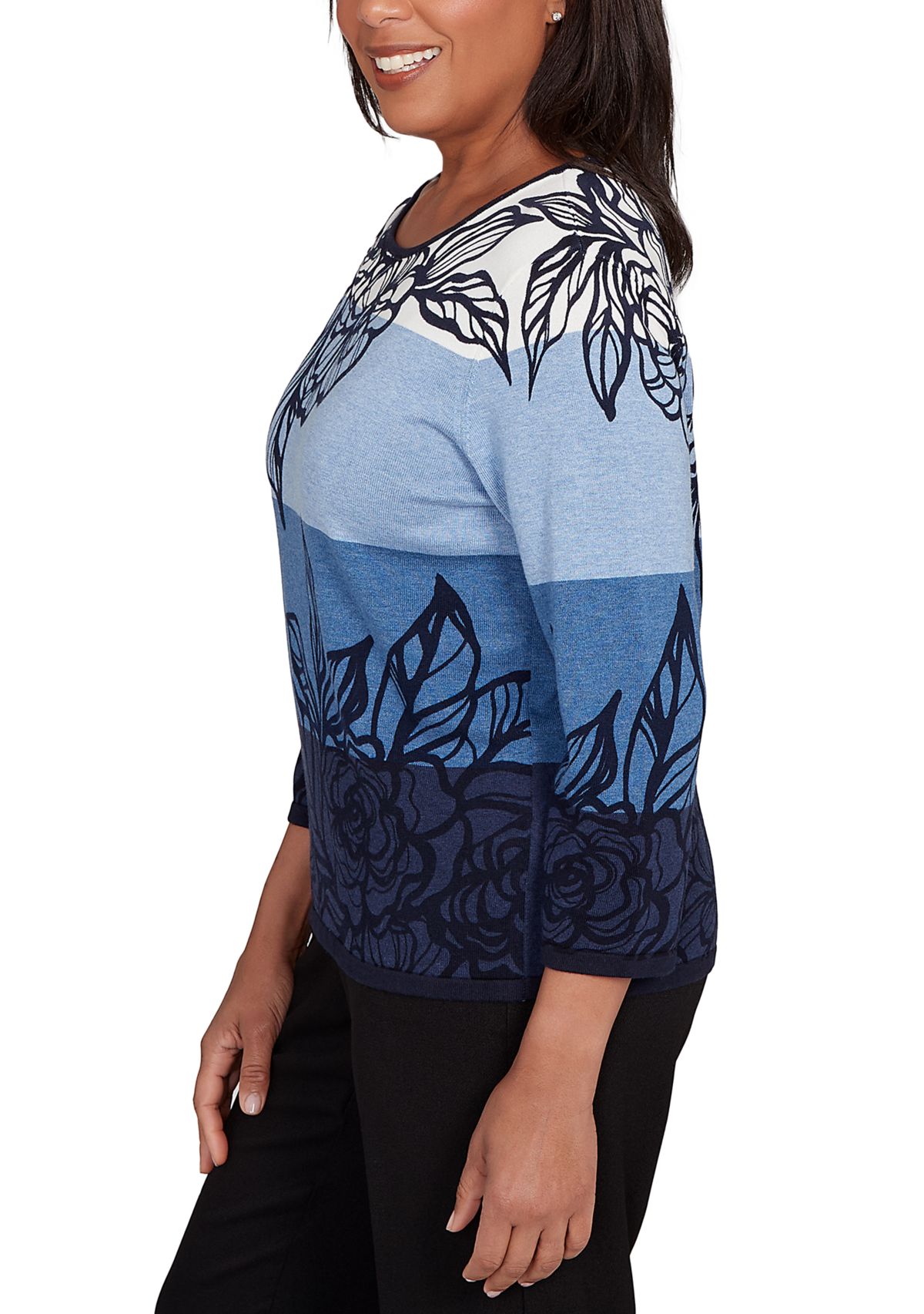 Petite Classics Ombre Floral Sweater 