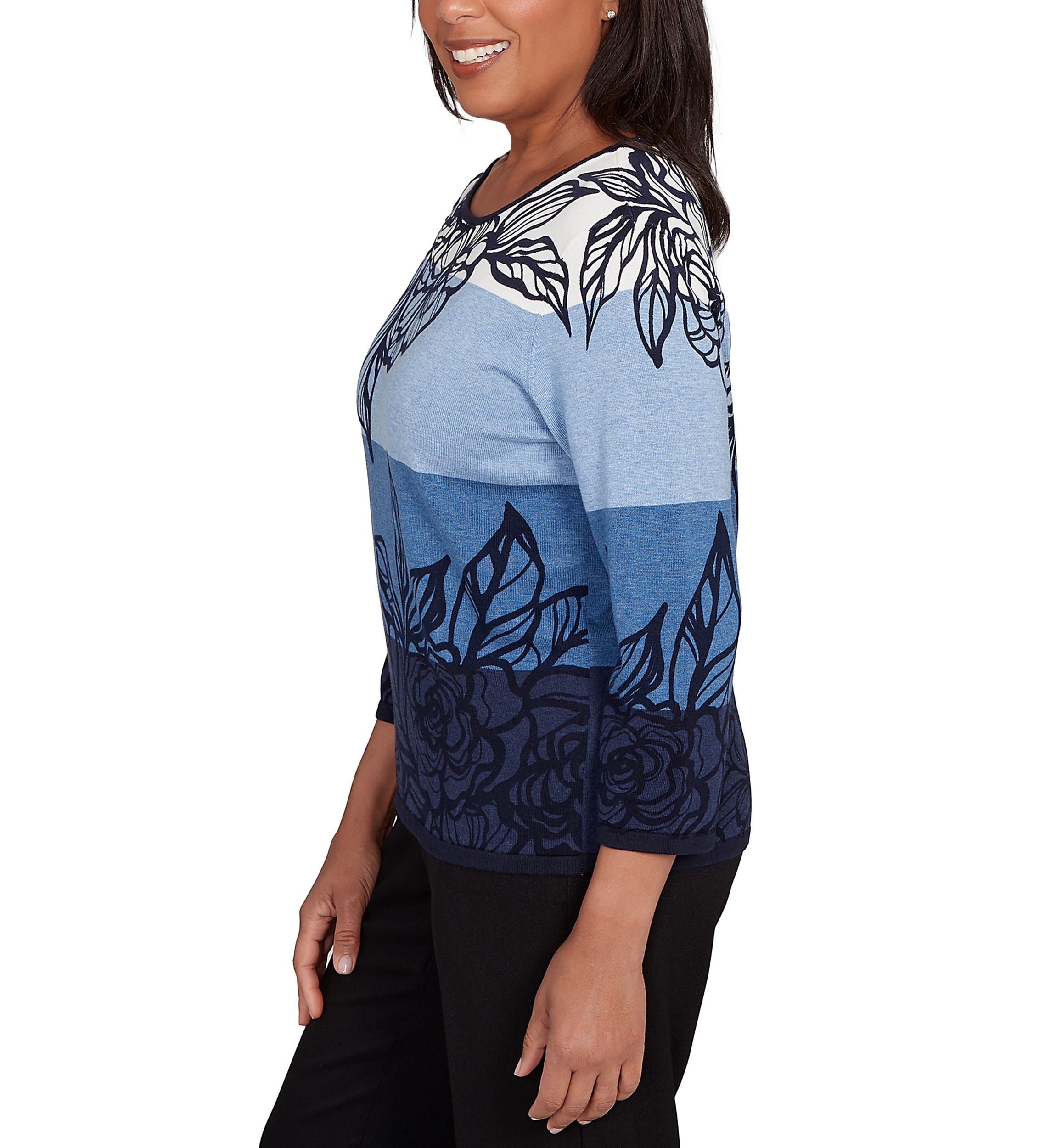 Petite Classics Ombre Floral Sweater 