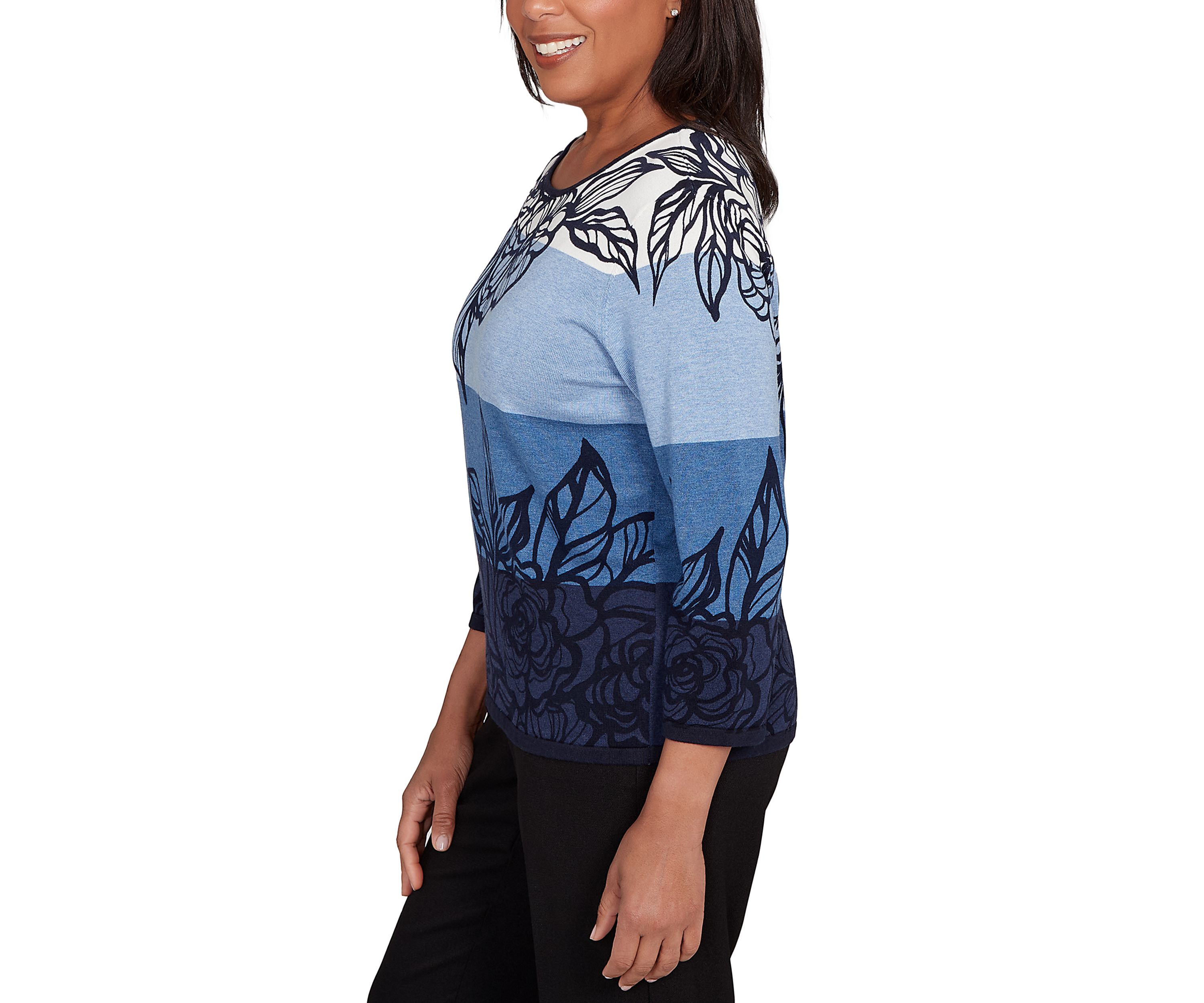 Petite Classics Ombre Floral Sweater 