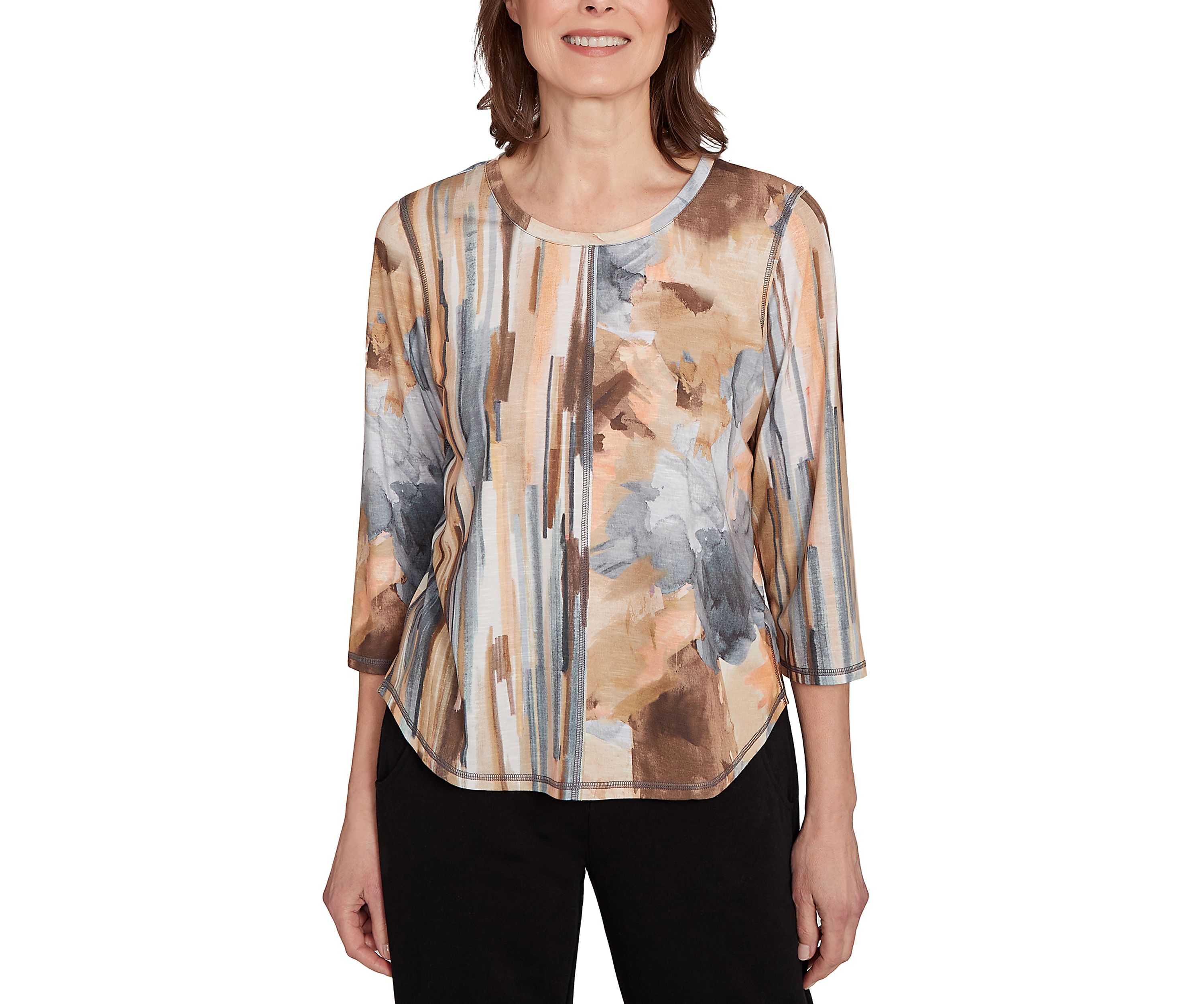 Petite Classics Spliced Flower Stripe Top 