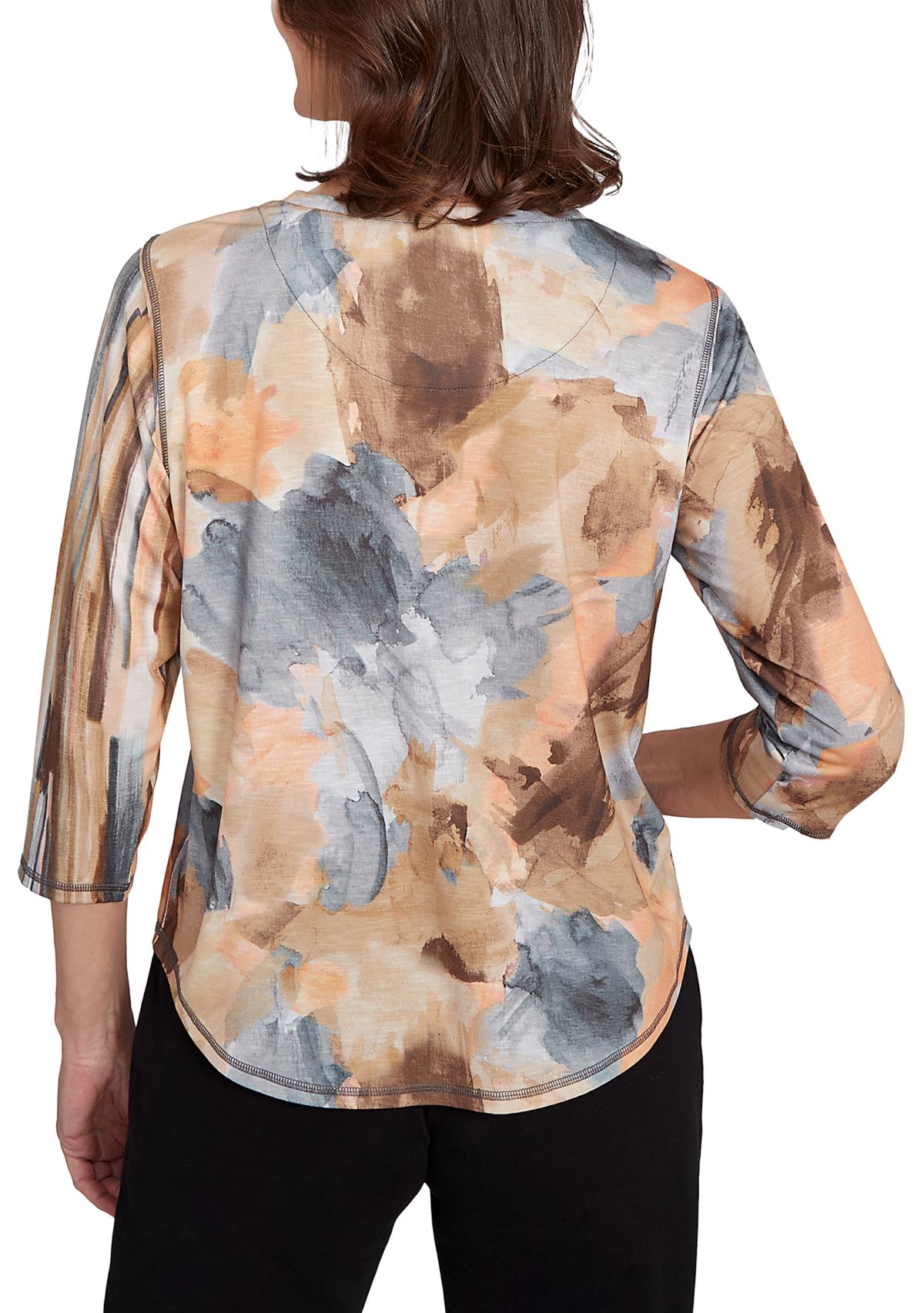 Petite Classics Spliced Flower Stripe Top 