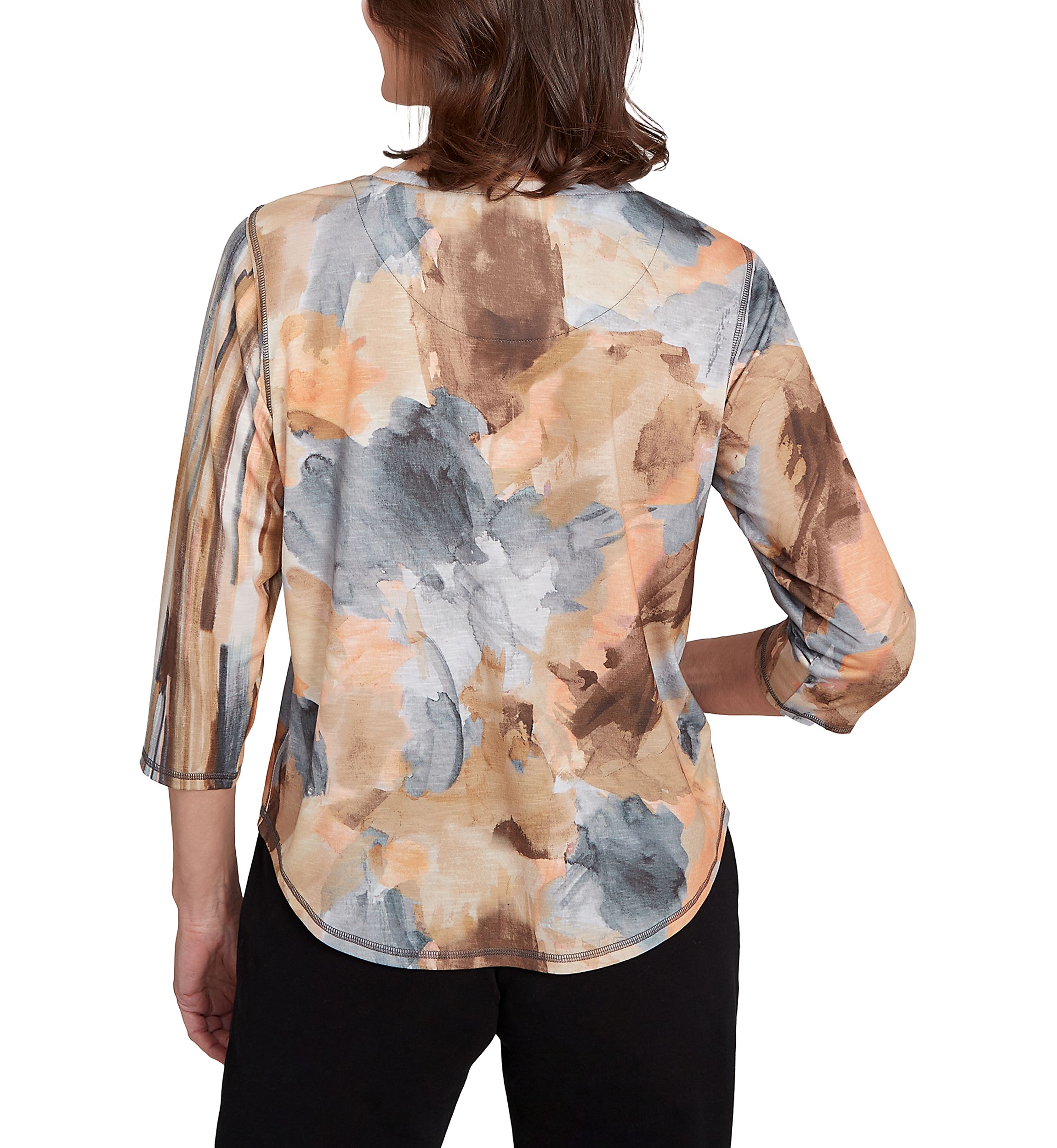 Petite Classics Spliced Flower Stripe Top 