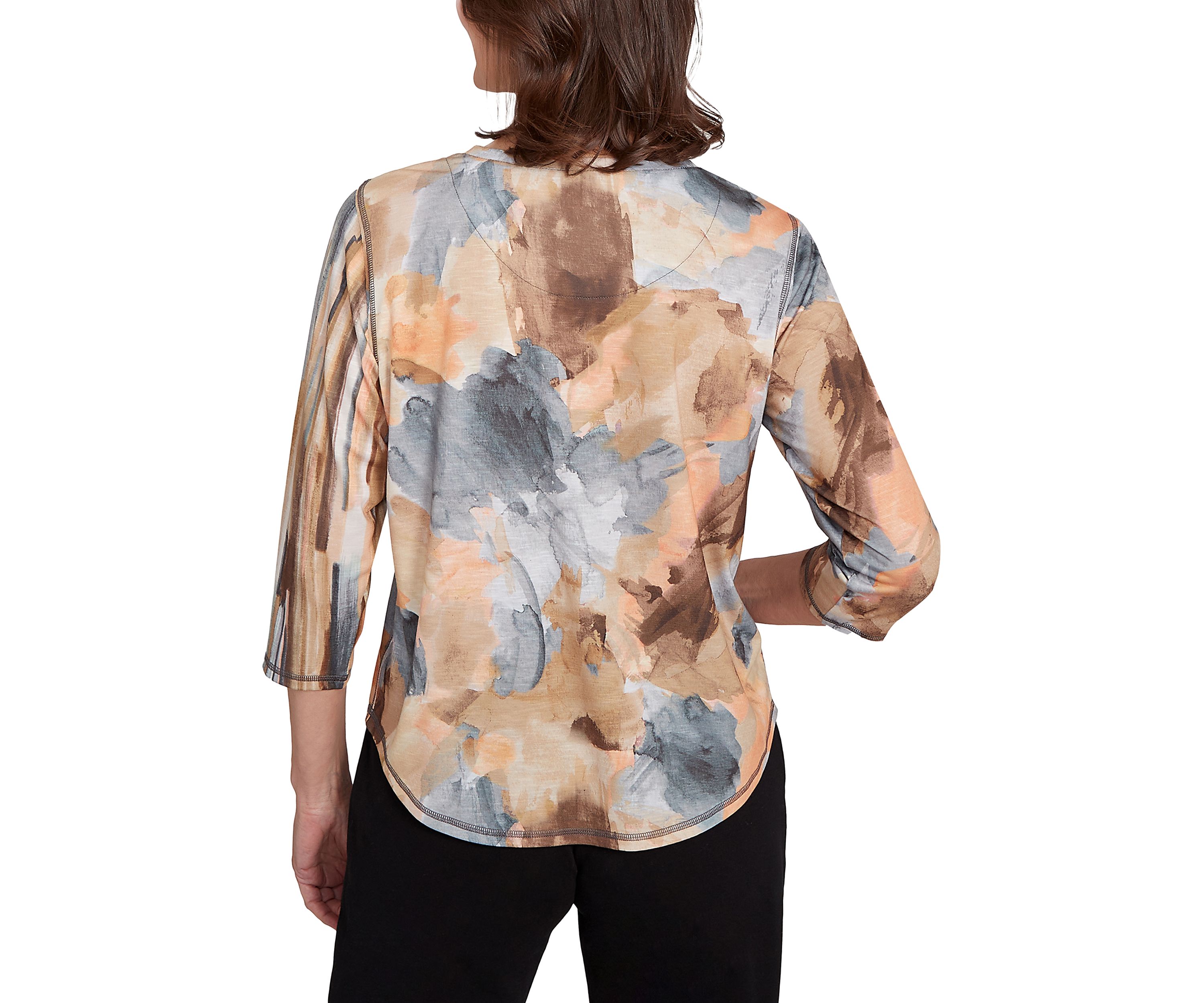 Petite Classics Spliced Flower Stripe Top 