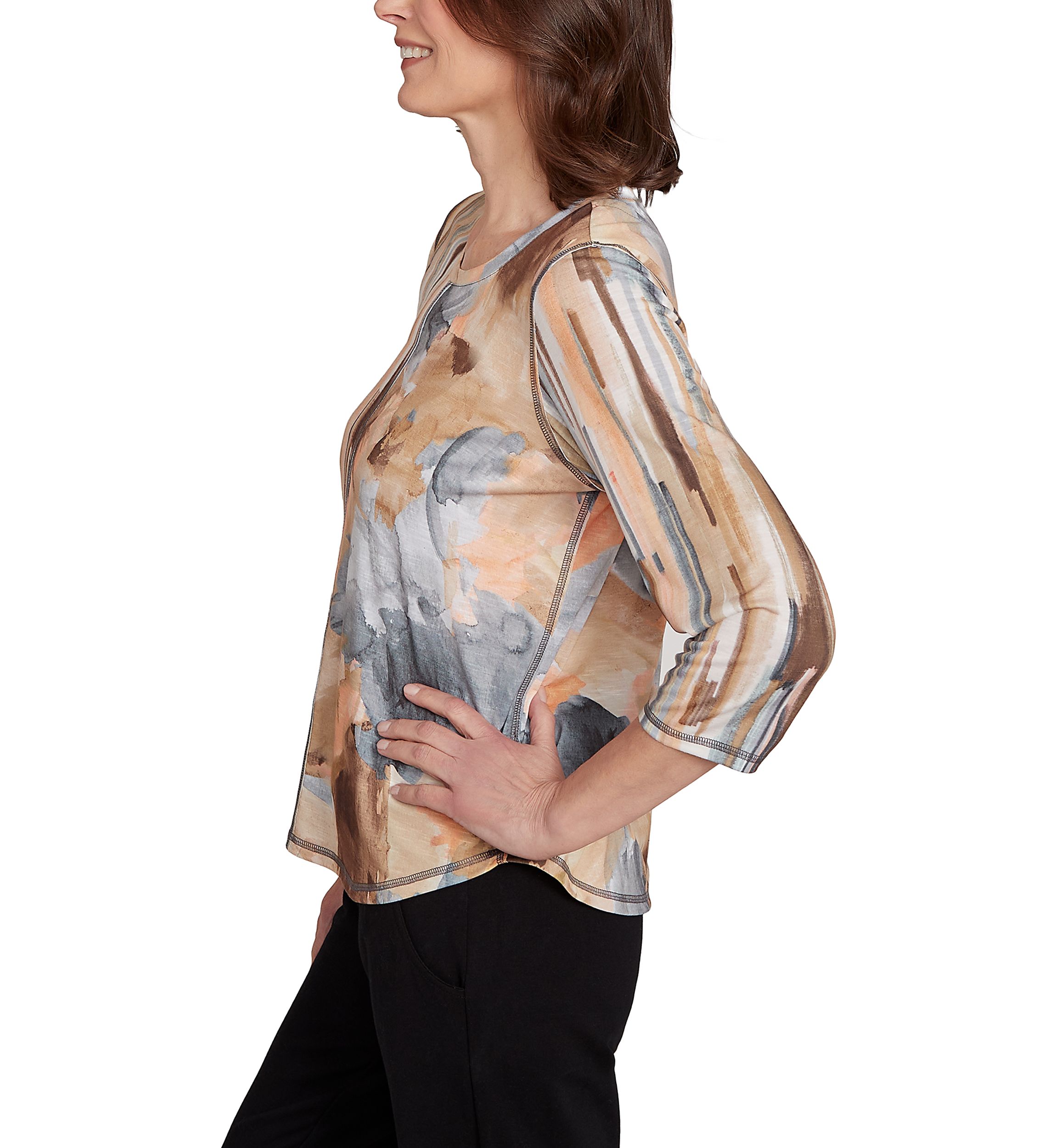 Petite Classics Spliced Flower Stripe Top 