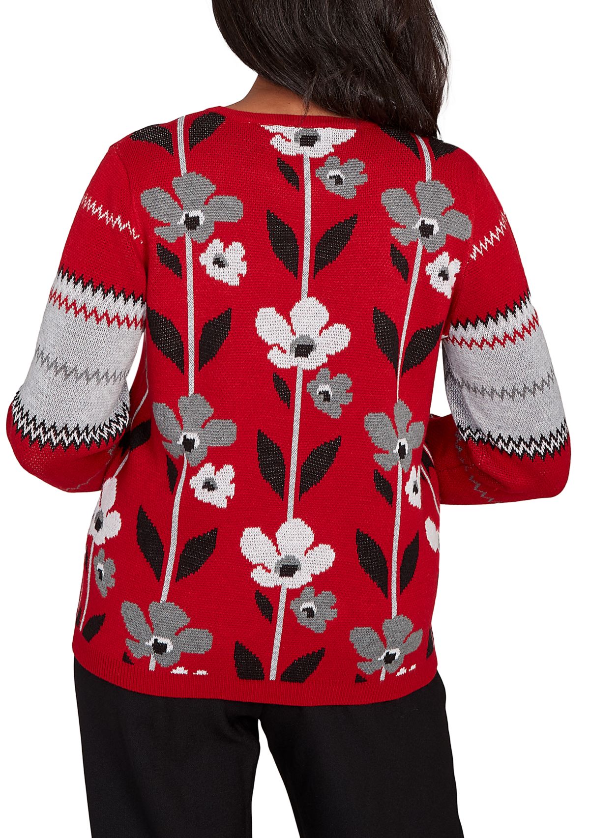 Petite Classics Vertical Flowers Sweater 