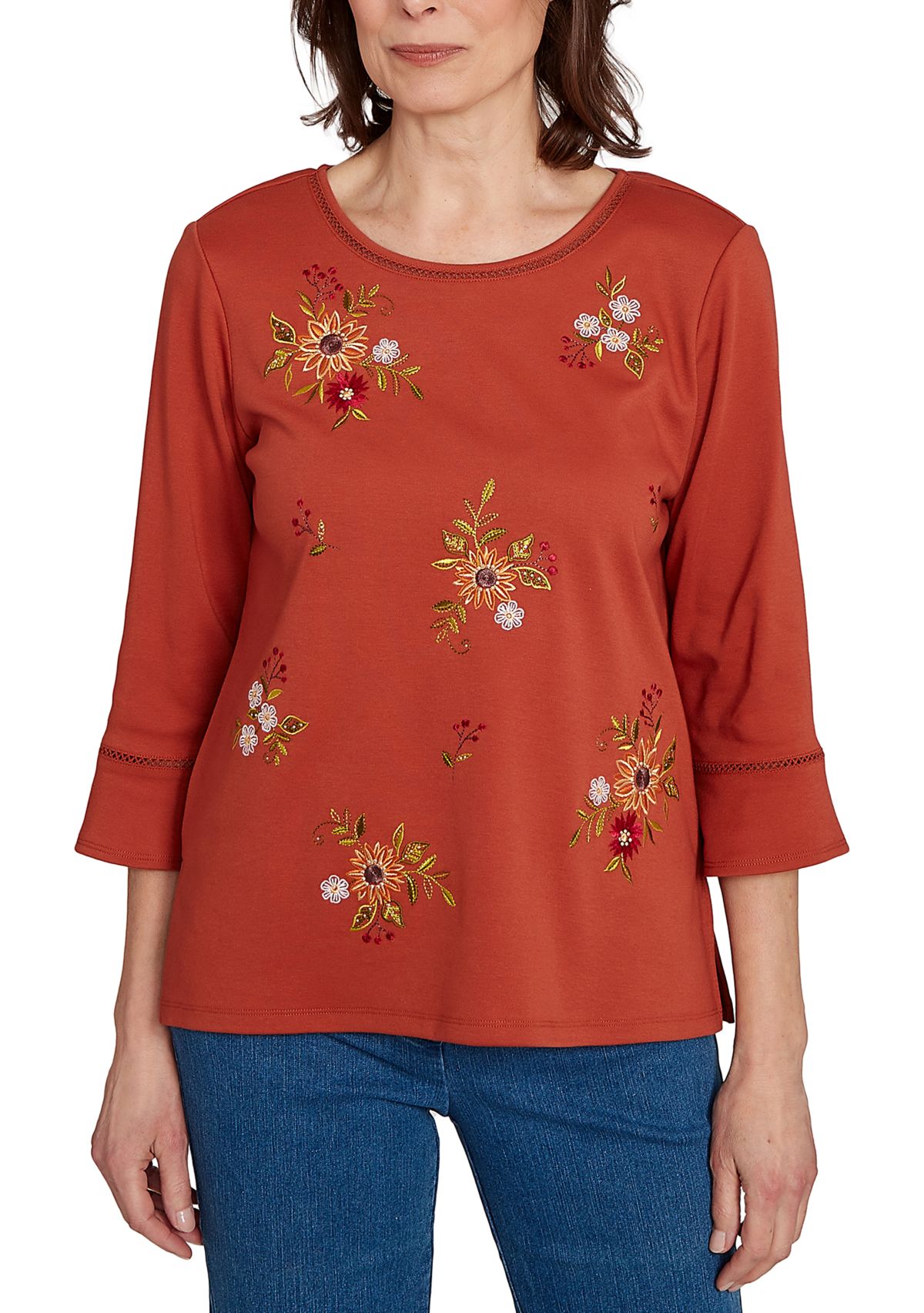 Petite Classics Tossed Flowers Top 