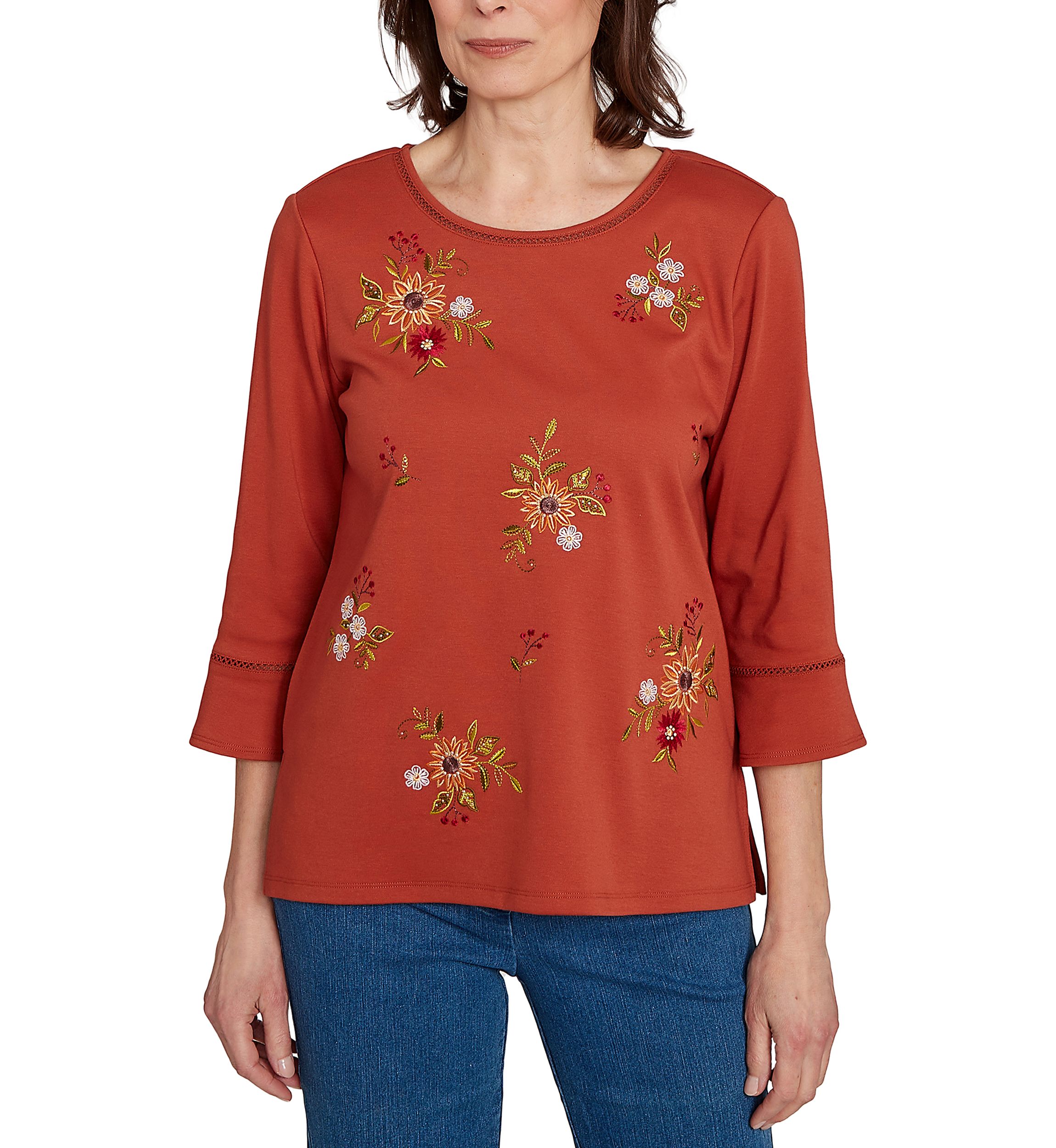 Petite Classics Tossed Flowers Top 