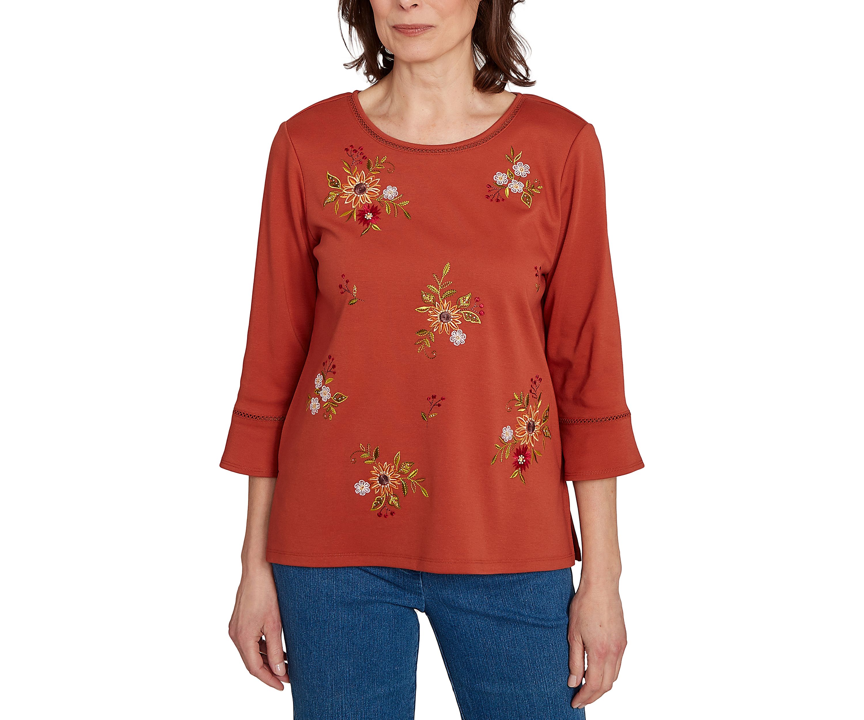 Petite Classics Tossed Flowers Top 