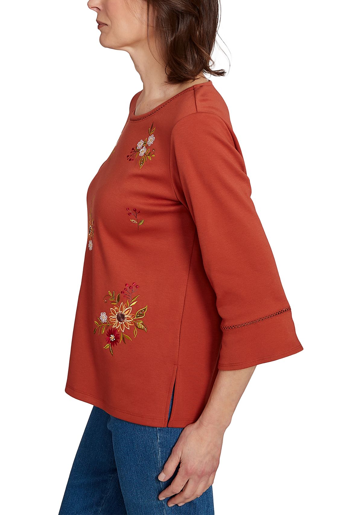 Petite Classics Tossed Flowers Top 