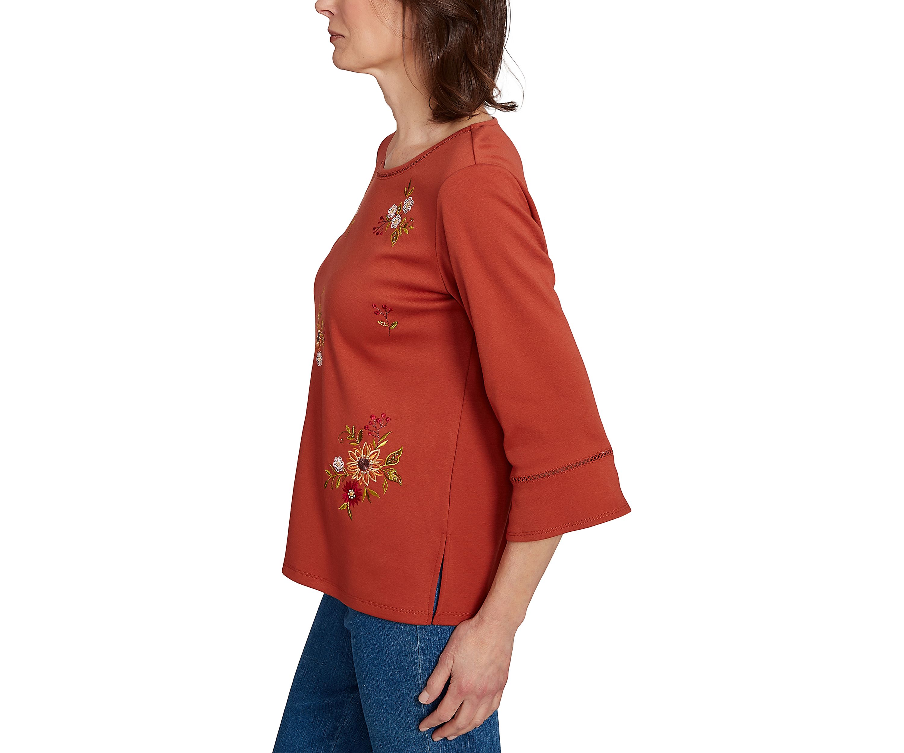 Petite Classics Tossed Flowers Top 