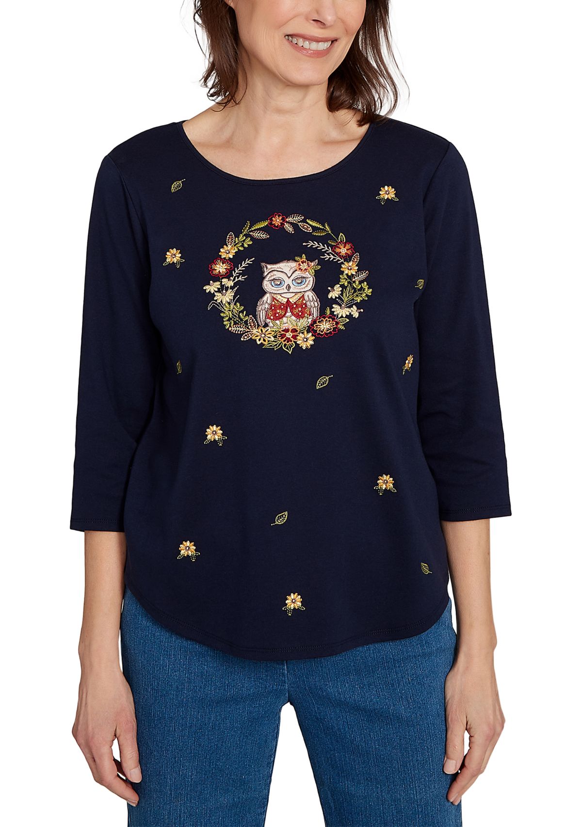 Petite Classics Owl Wreath Tee