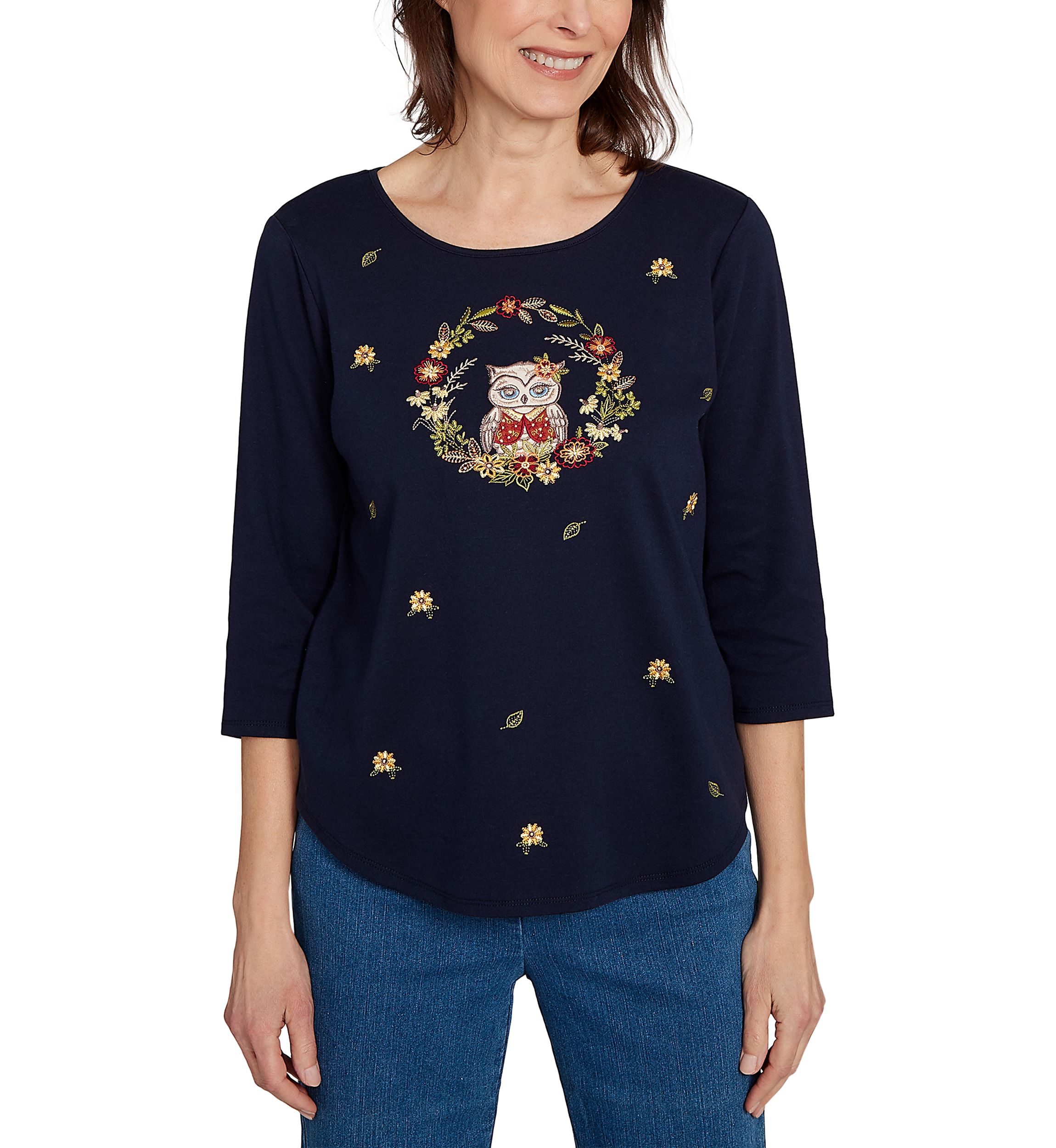 Petite Classics Owl Wreath Tee