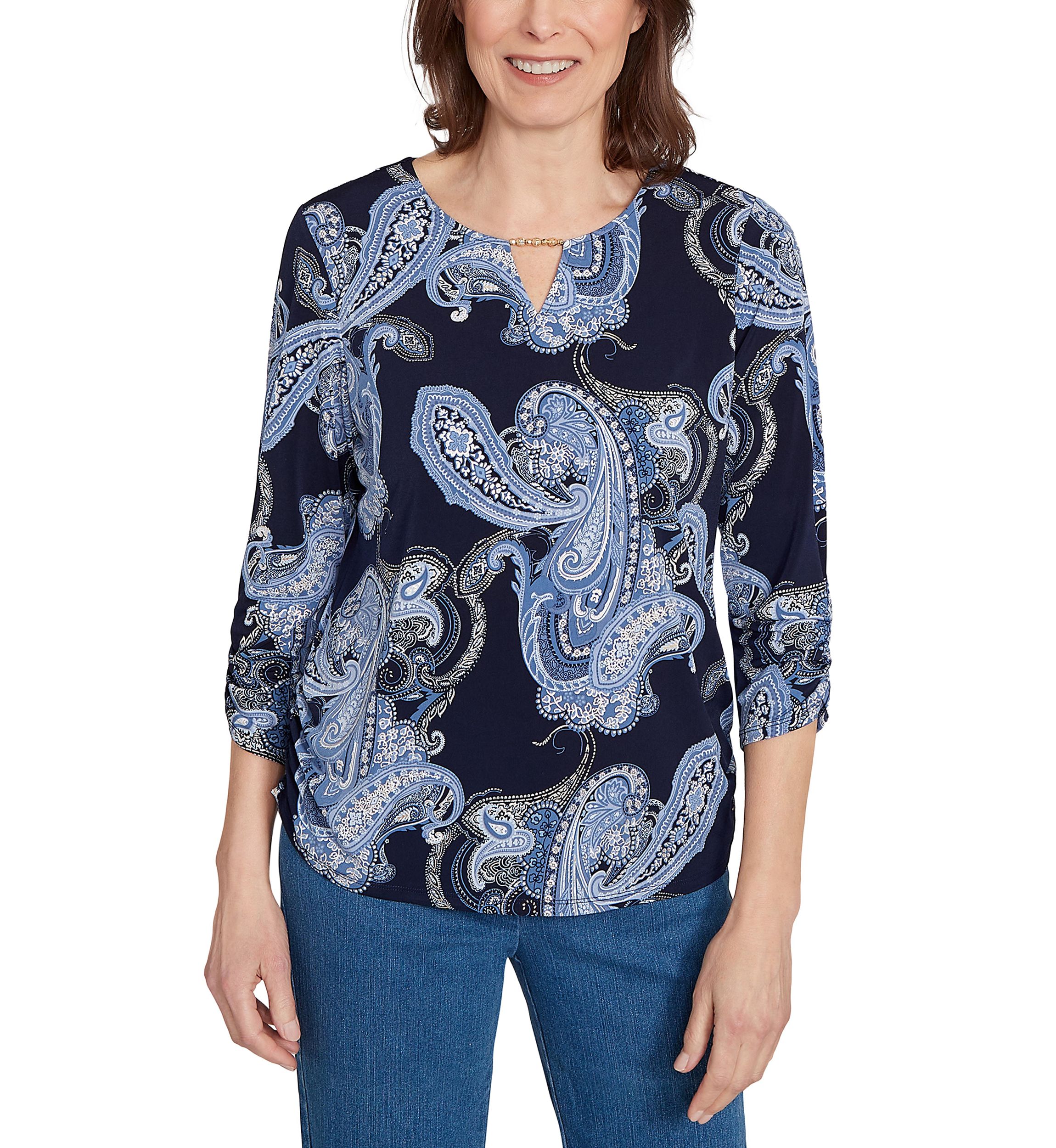Petite Classics Paisley Top with Gold Foil