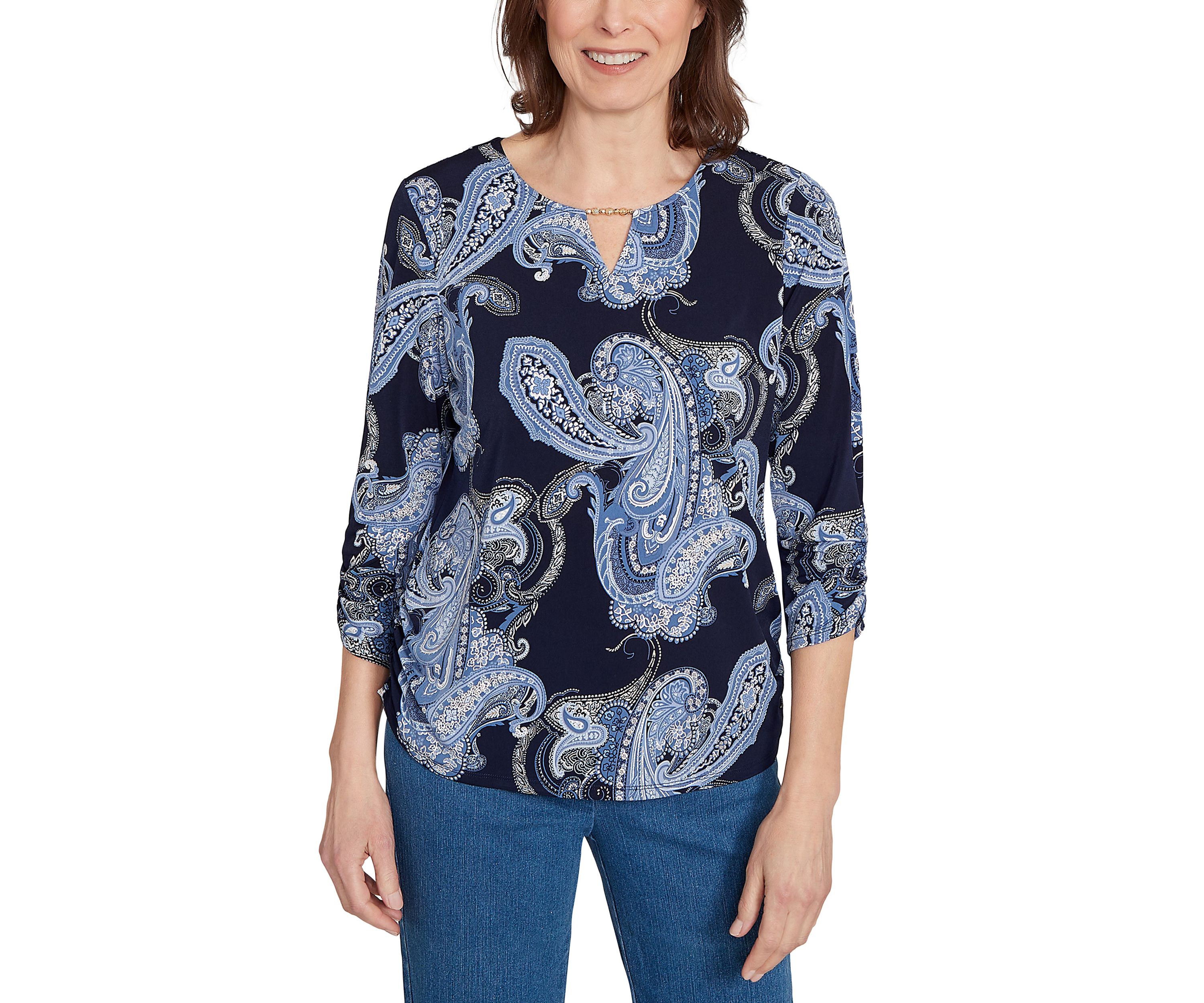 Petite Classics Paisley Top with Gold Foil
