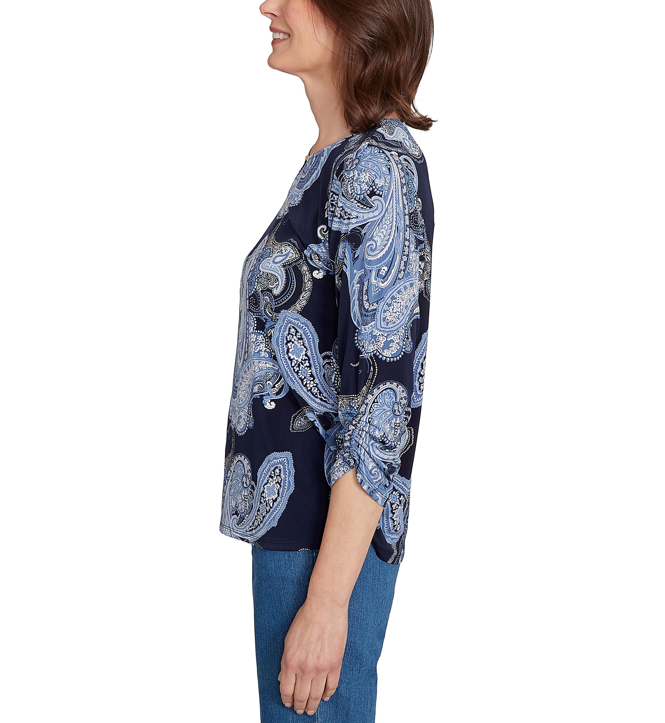 Petite Classics Paisley Top with Gold Foil
