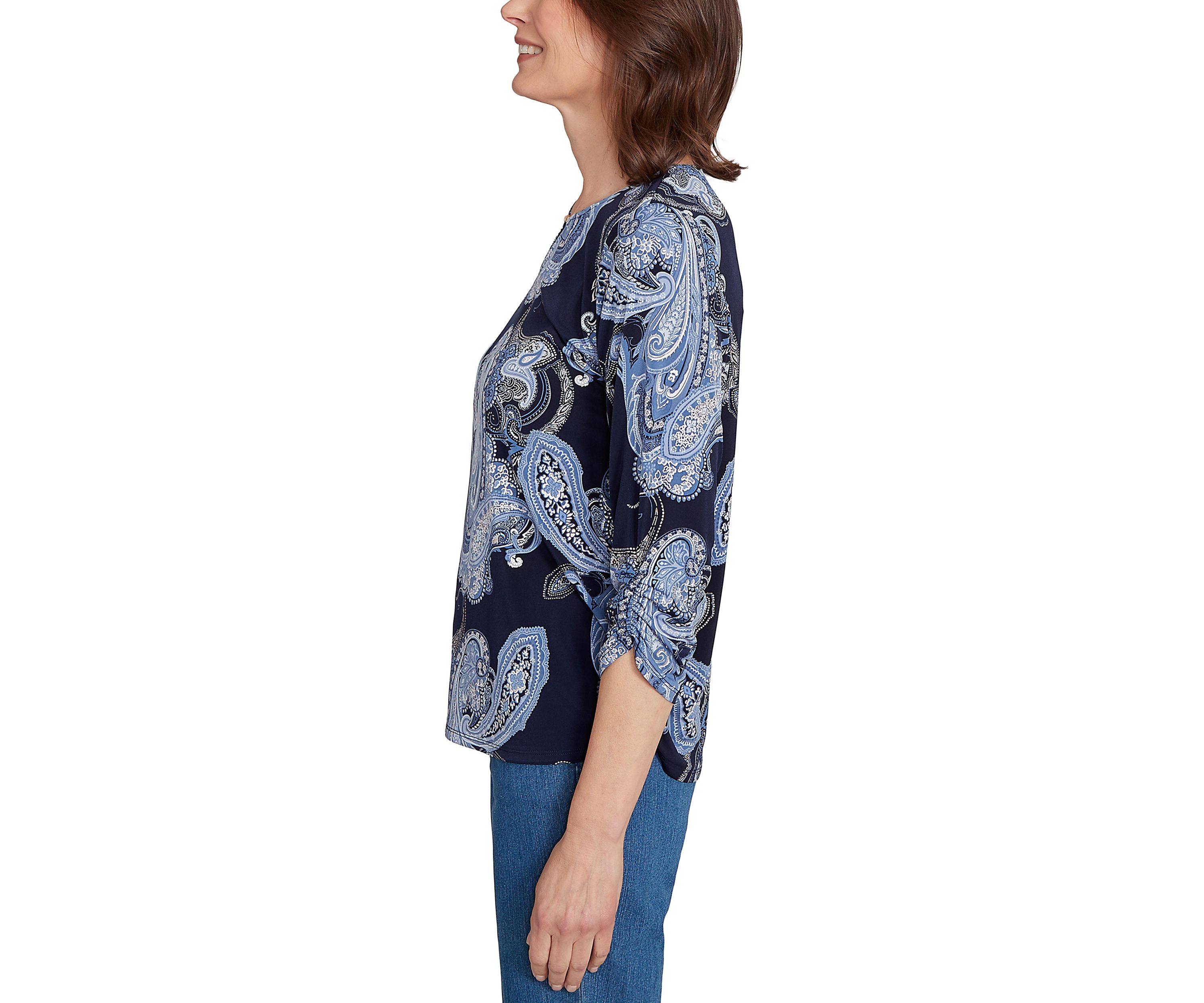 Petite Classics Paisley Top with Gold Foil