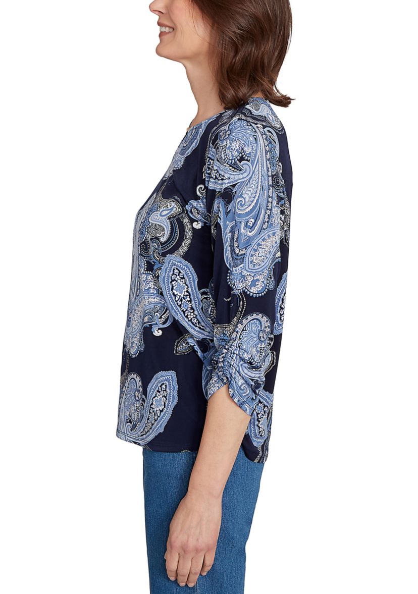 Petite Classics Paisley Top with Gold Foil