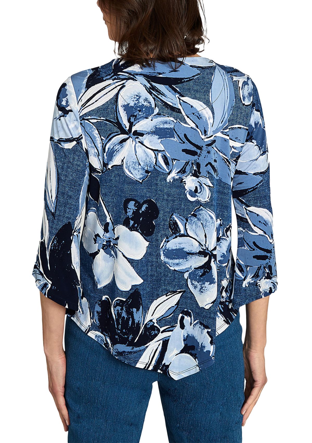 Petite Classics Denim Floral Top 