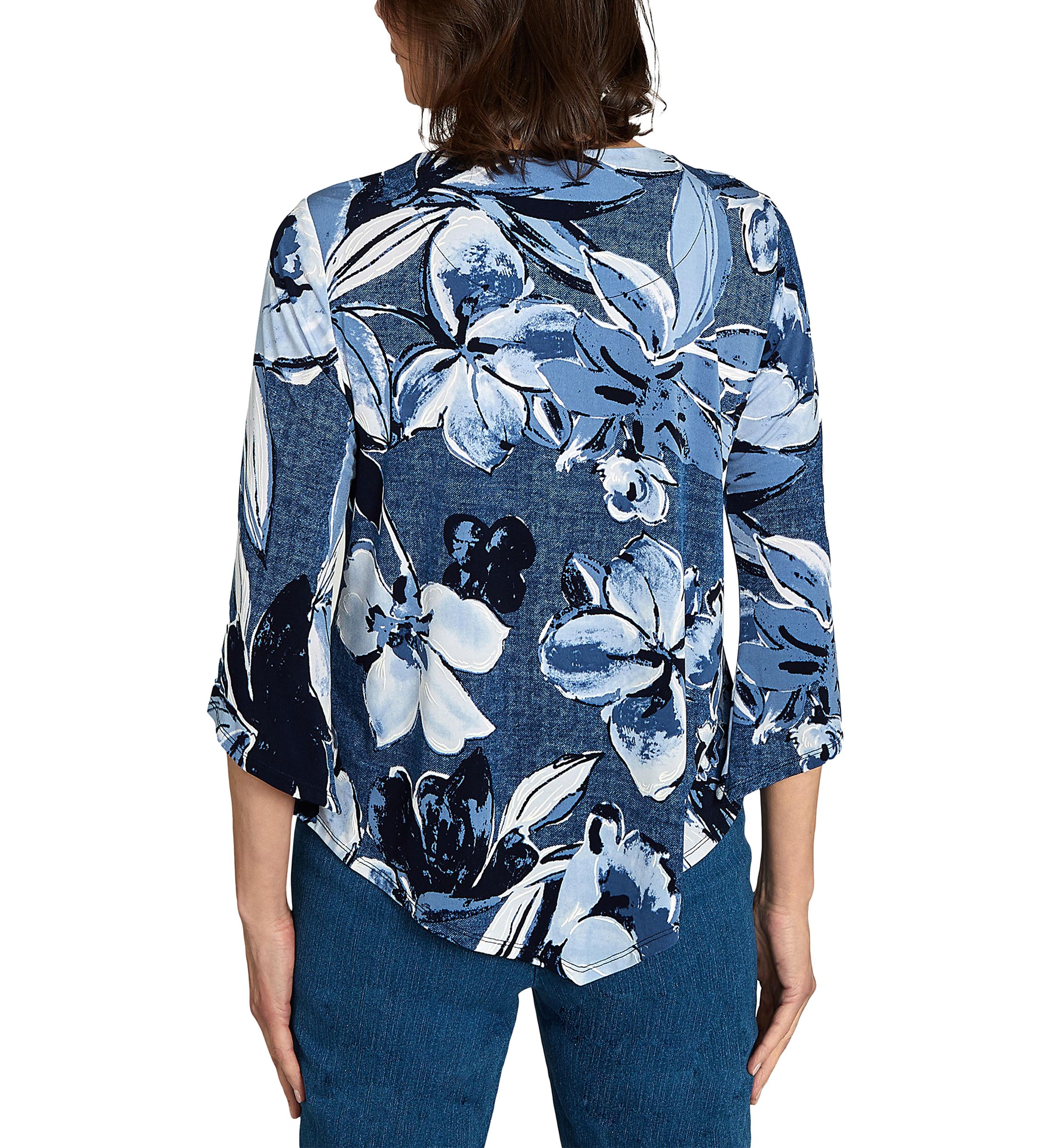 Petite Classics Denim Floral Top 