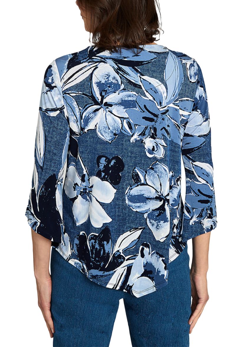 Petite Classics Denim Floral Top 