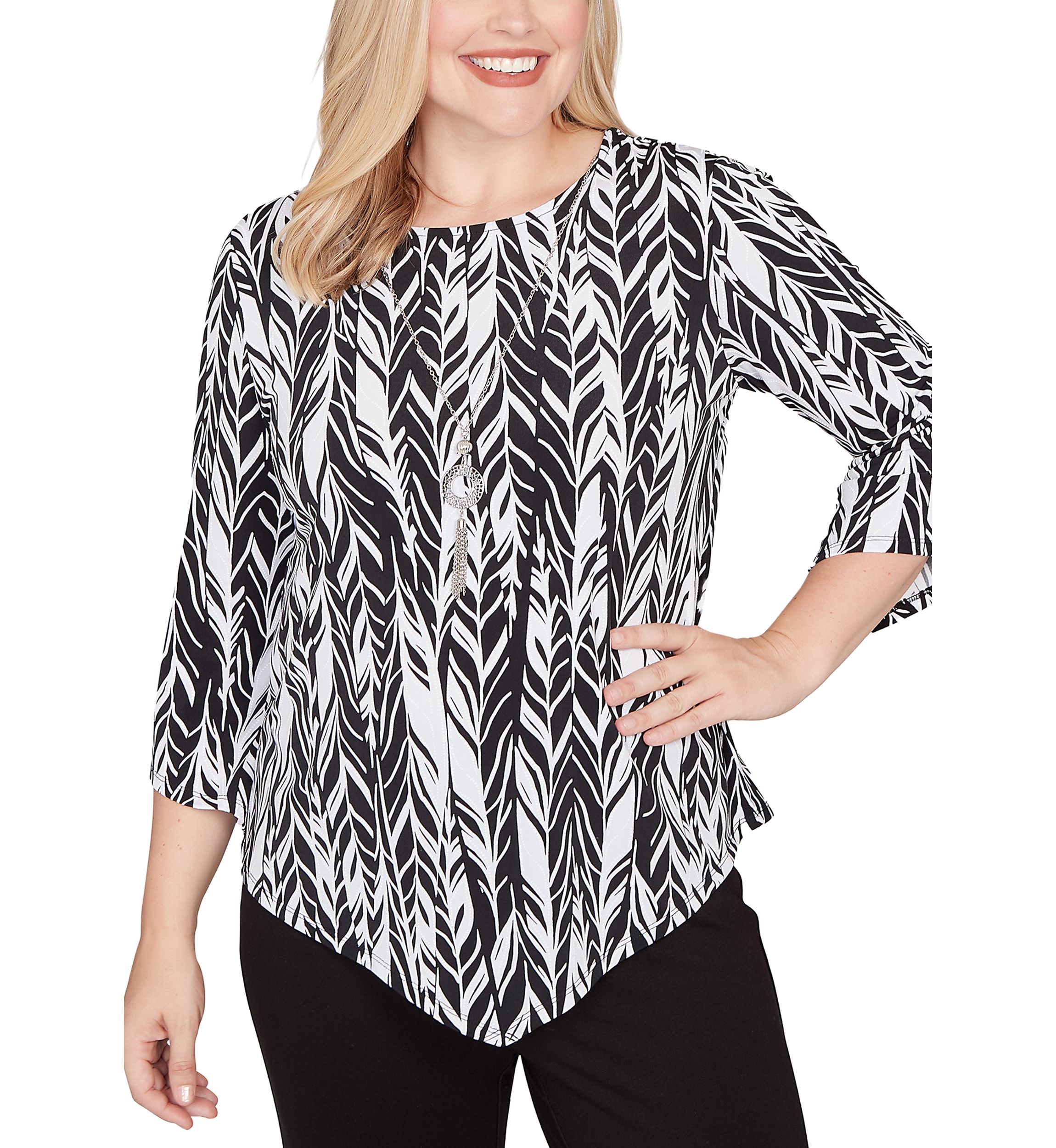 Petite Classics Abstract Feathers Top