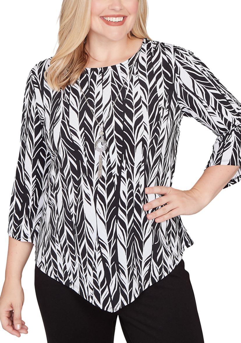 Petite Classics Abstract Feathers Top