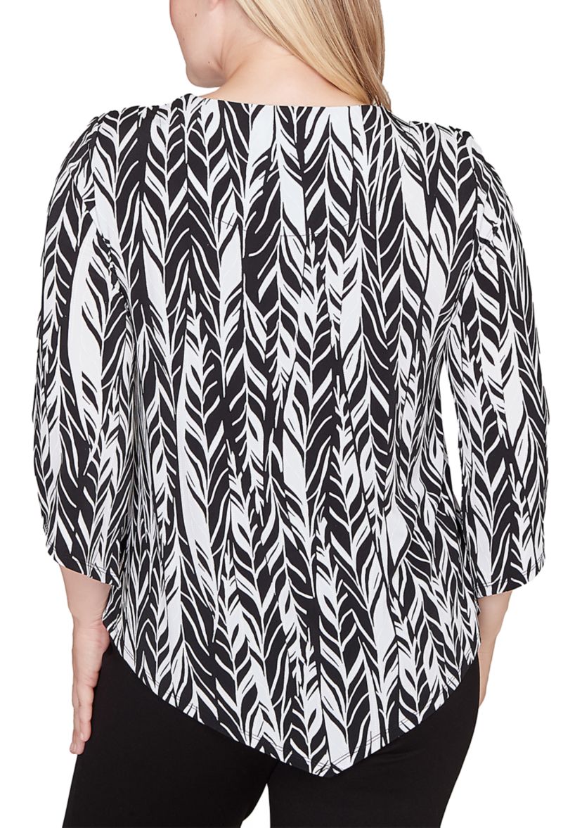 Petite Classics Abstract Feathers Top