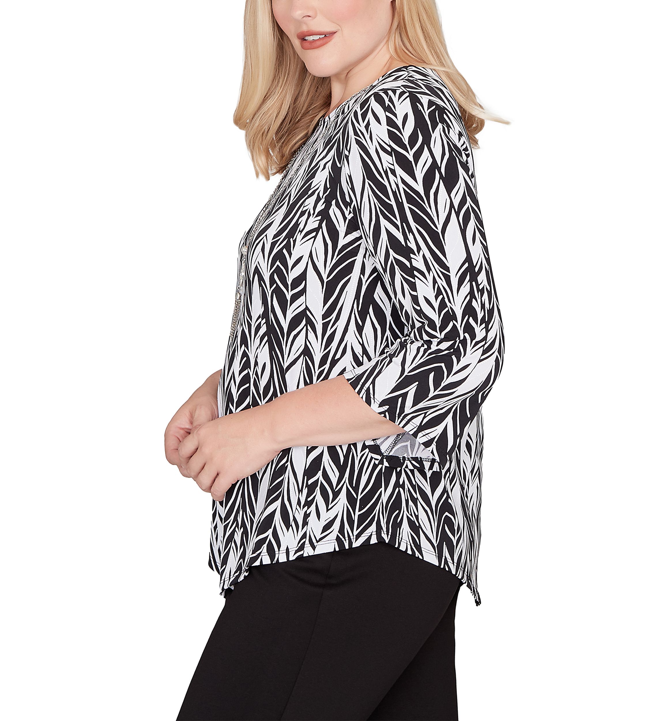 Petite Classics Abstract Feathers Top